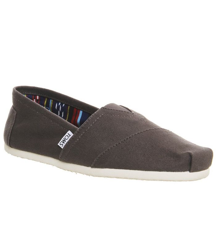 Toms Classic Slip Ons Ash Canvas - Casual