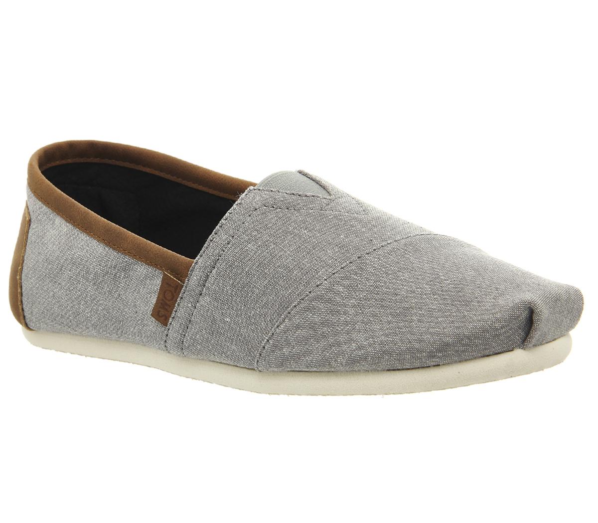 Toms Classic Slip Ons Frost Grey Chambray Exclusive - Casual