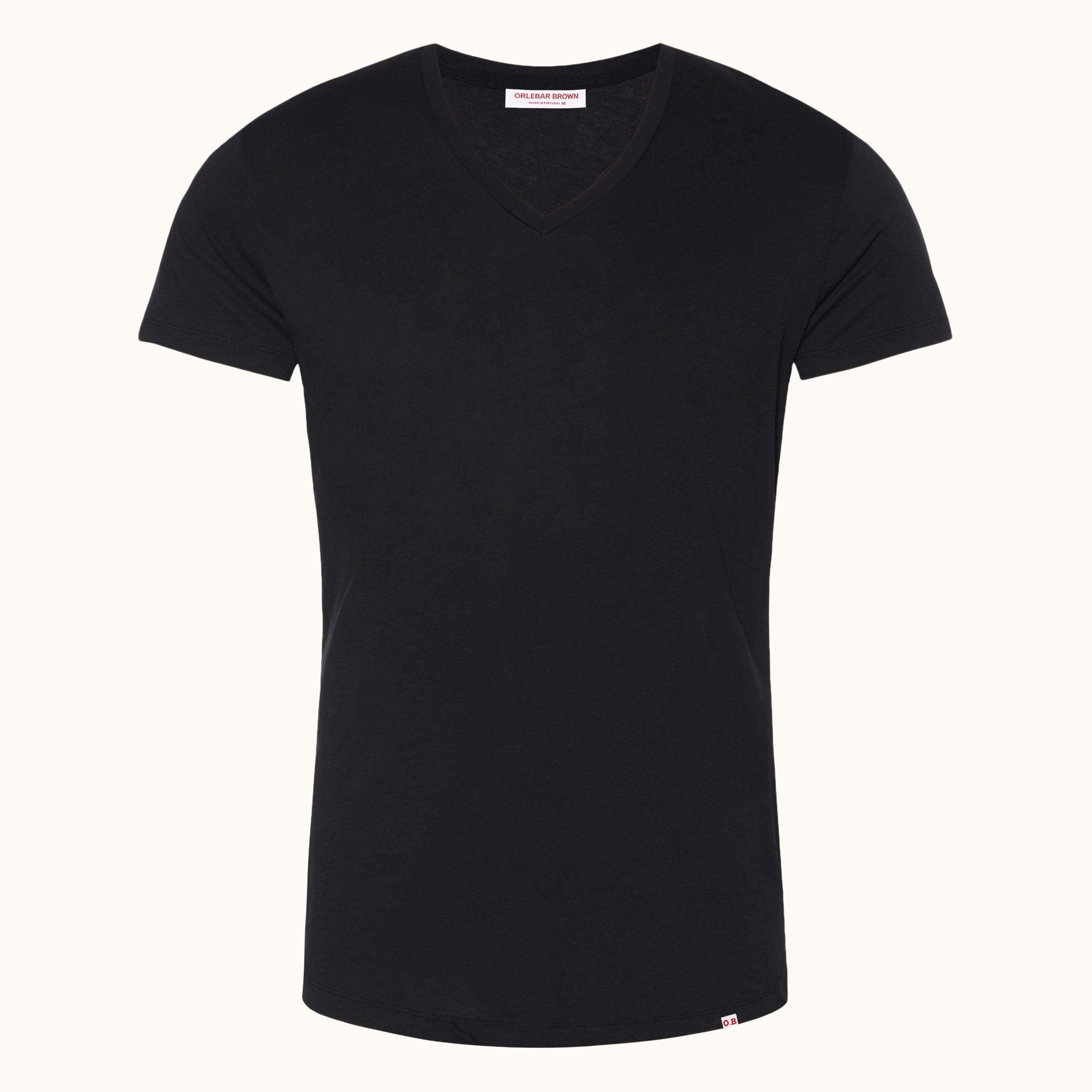 Ob V Black Tailored Fit V Neck T Shirt Orlebar Brown