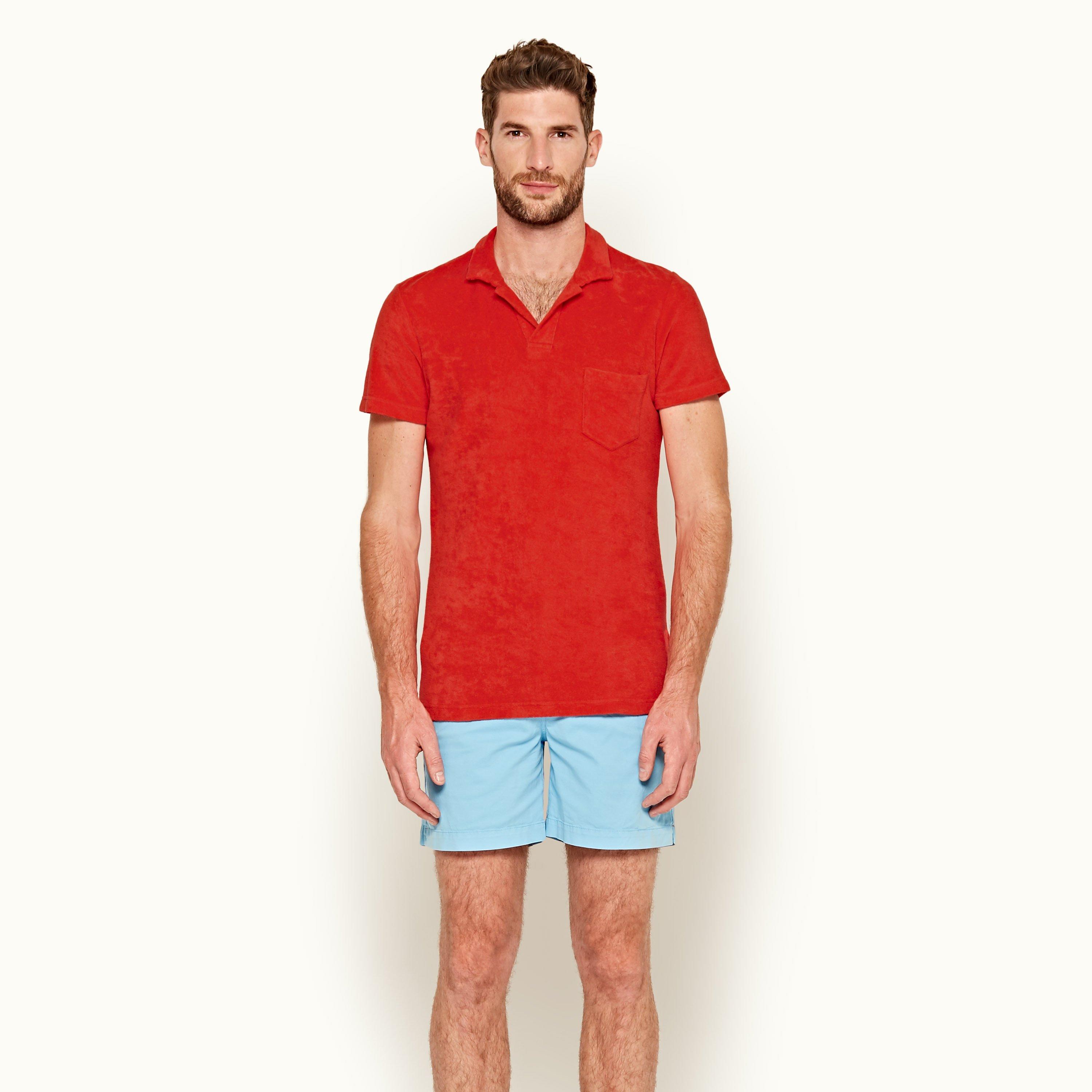 Terry - Mens Red Towelling Polo Shirt | Orlebar Brown