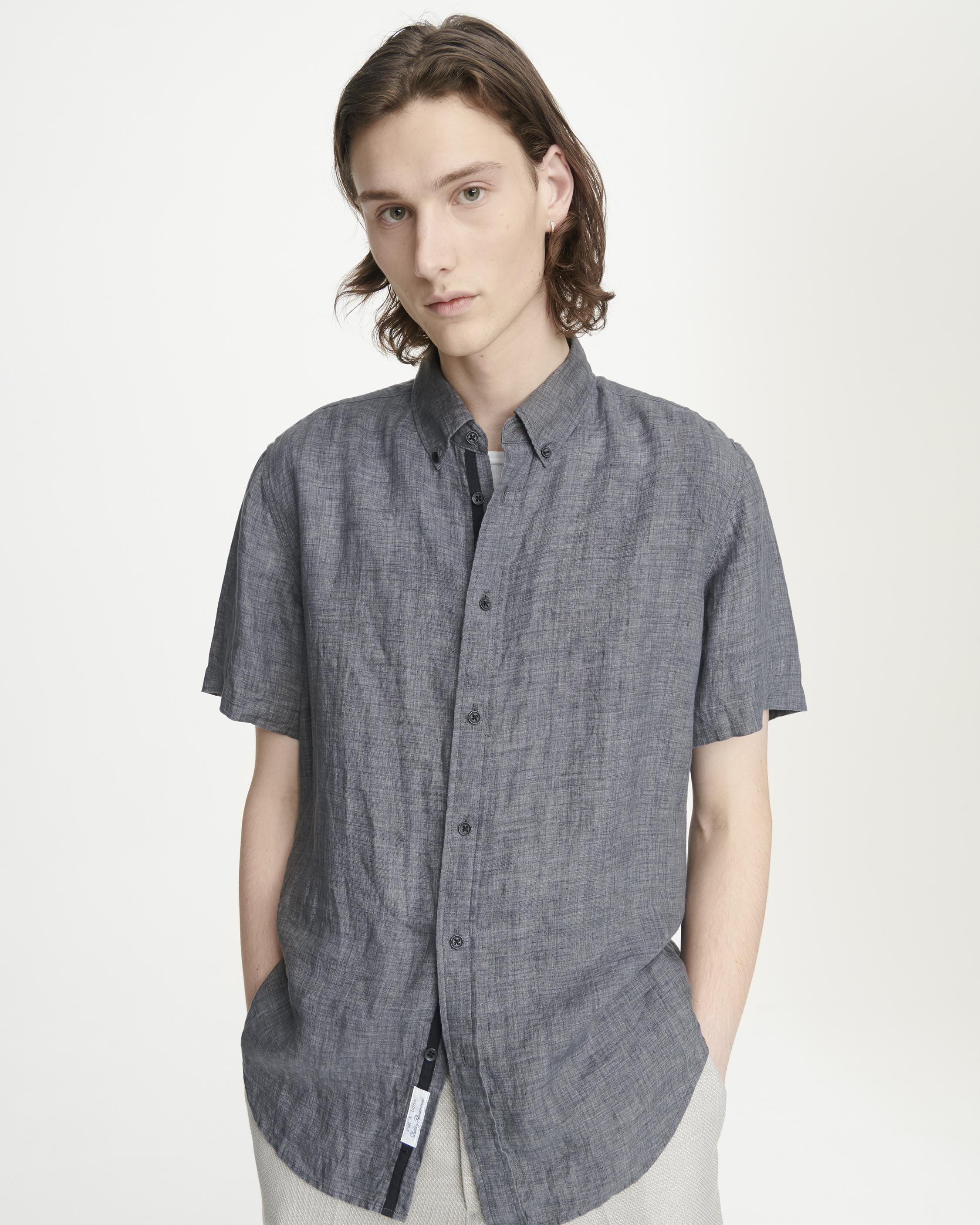 RAG & BONE FIT 2 SHORT SLEEVE TOMLIN LINEN SHIRT