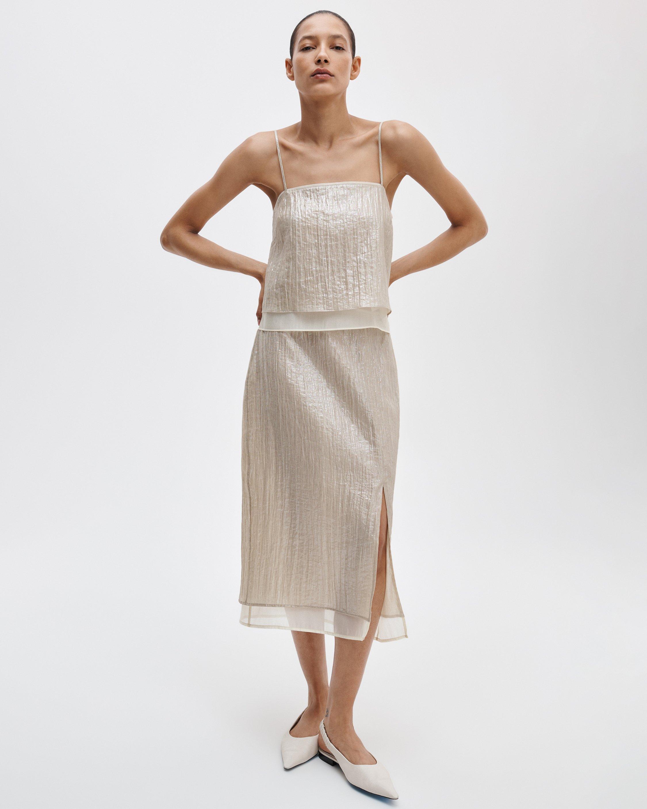 Suki Crinkled Organza Midi Skirt