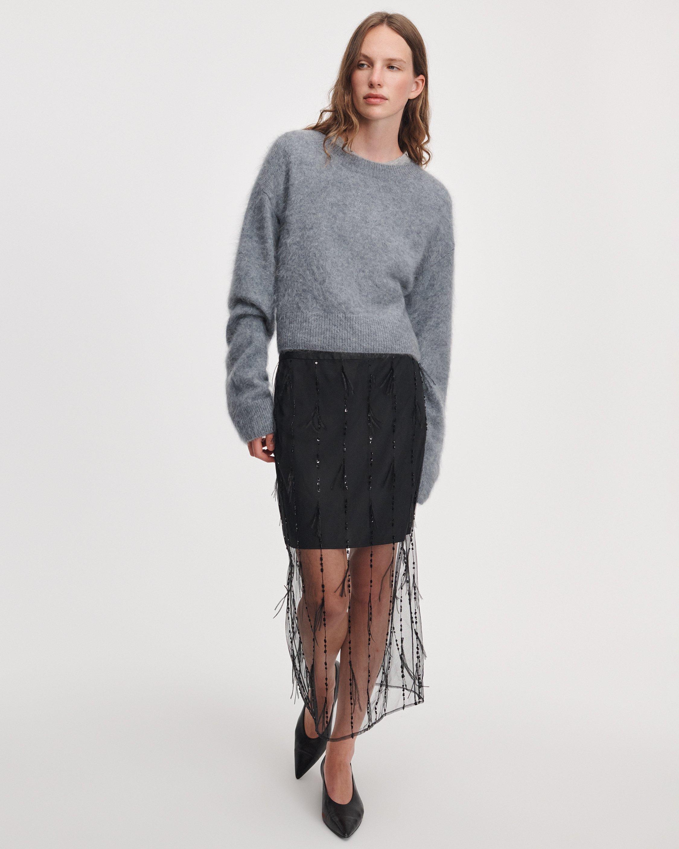 Geena Feather-Trim Organza Skirt