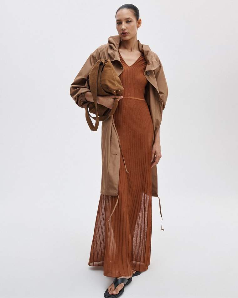 Aubrey Metallic Rib-Knit Maxi Dress