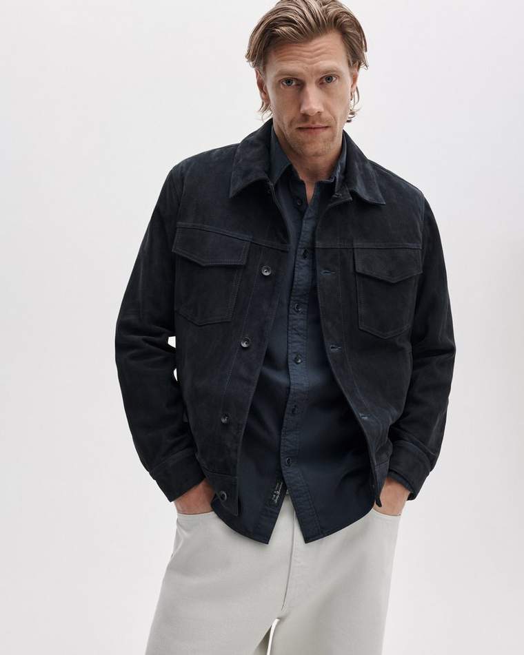 Men & apos;s Suede Classic-Fit Trucker Jacket