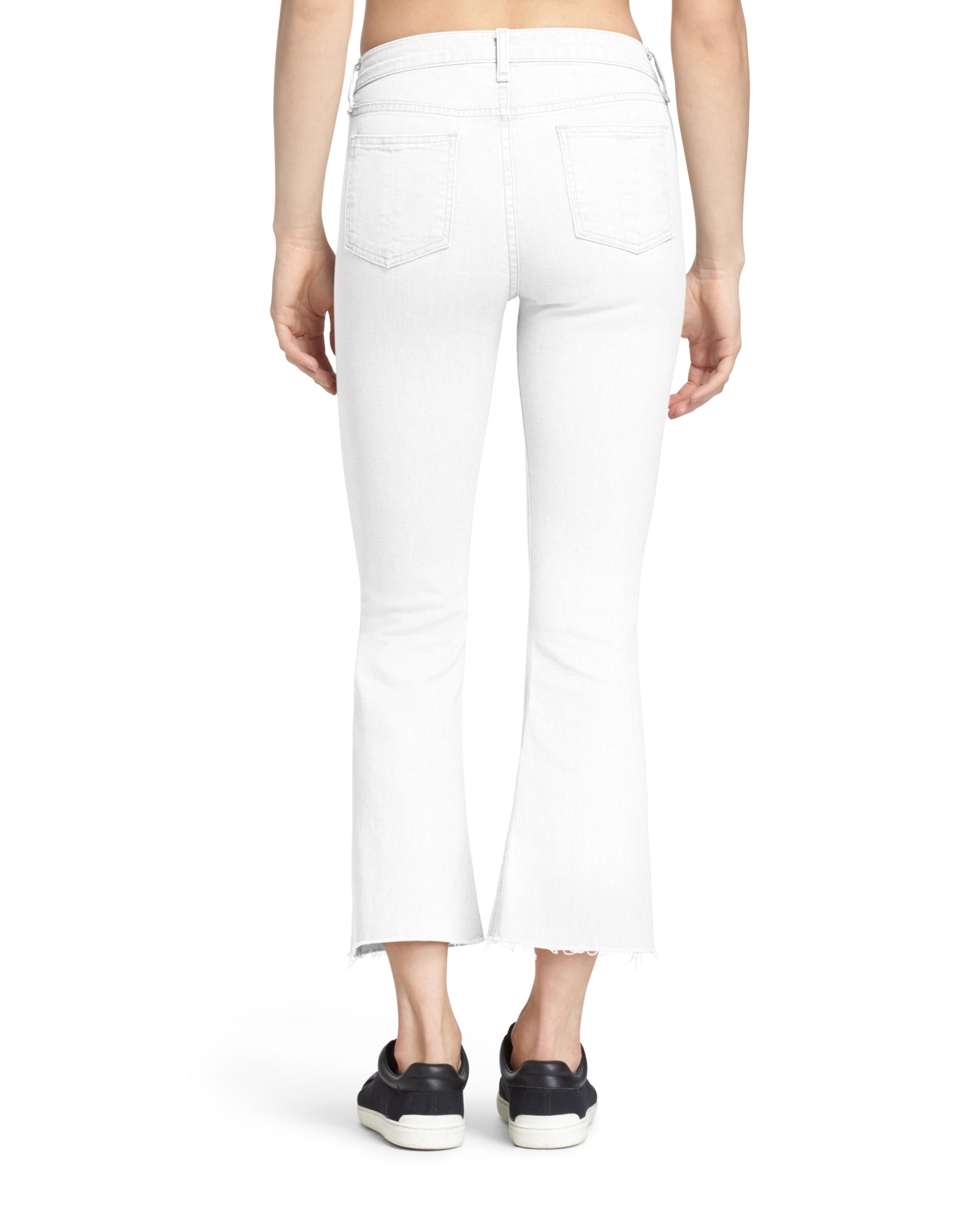 cropped flare white jeans