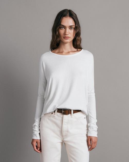 The Knit Women's White Long Sleeve T-Shirt | rag & bone
