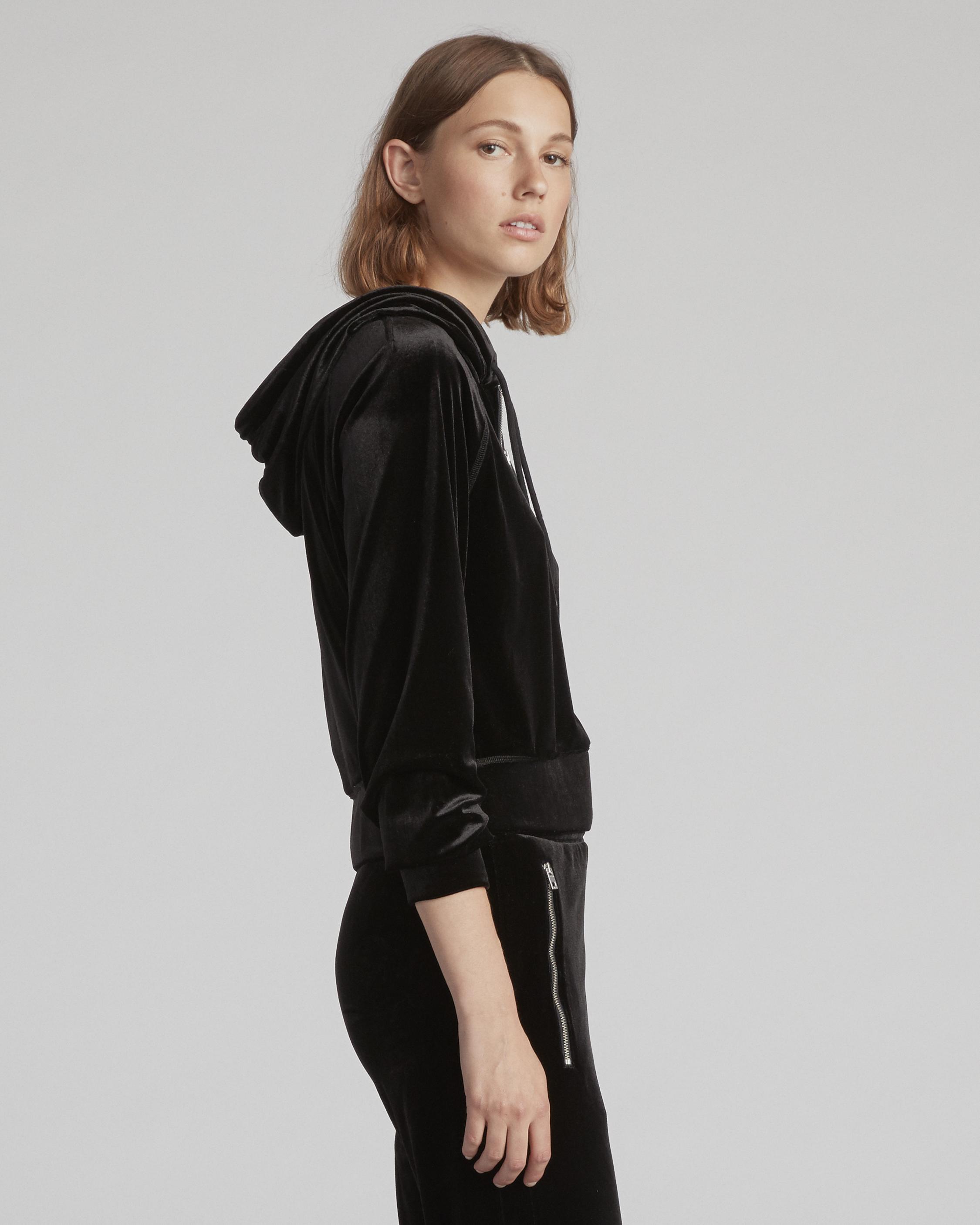 black velvet cropped hoodie