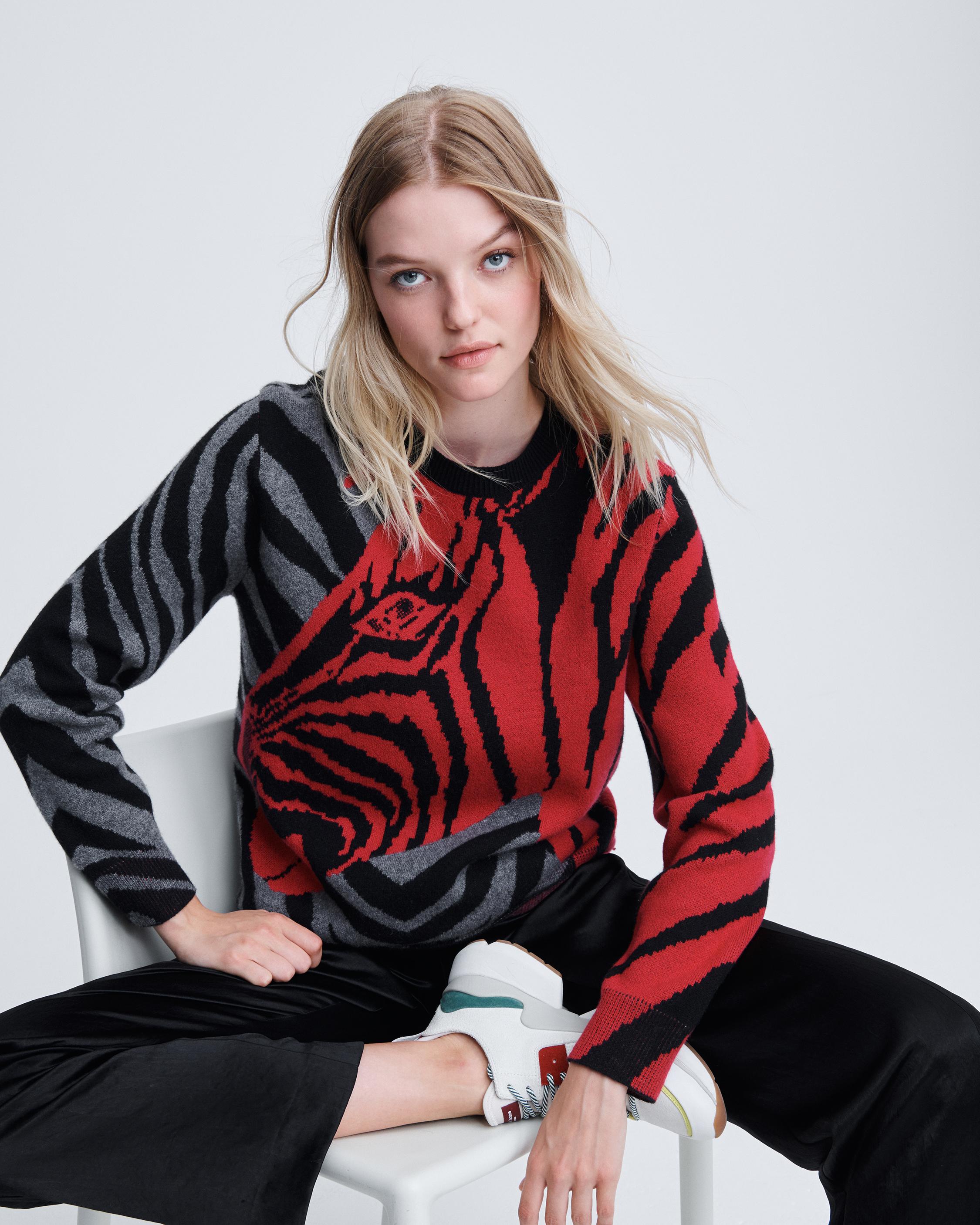 RAG & BONE CASHMERE ZEBRA PULLOVER