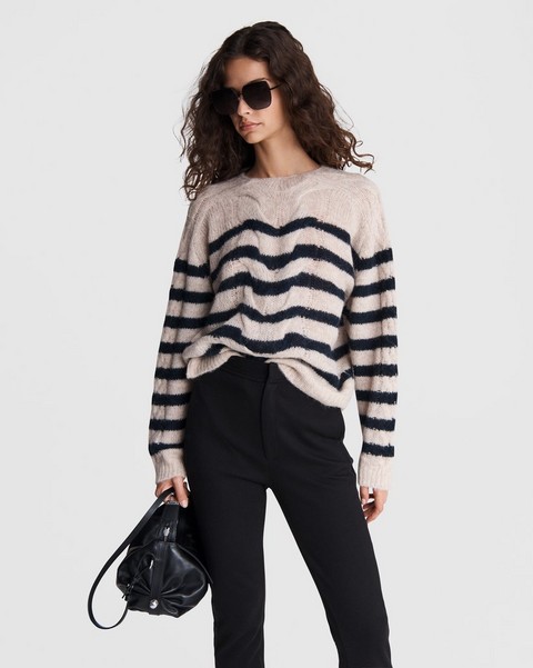 RAG & BONE Mia Striped Wool Alpaca Cable Sweater