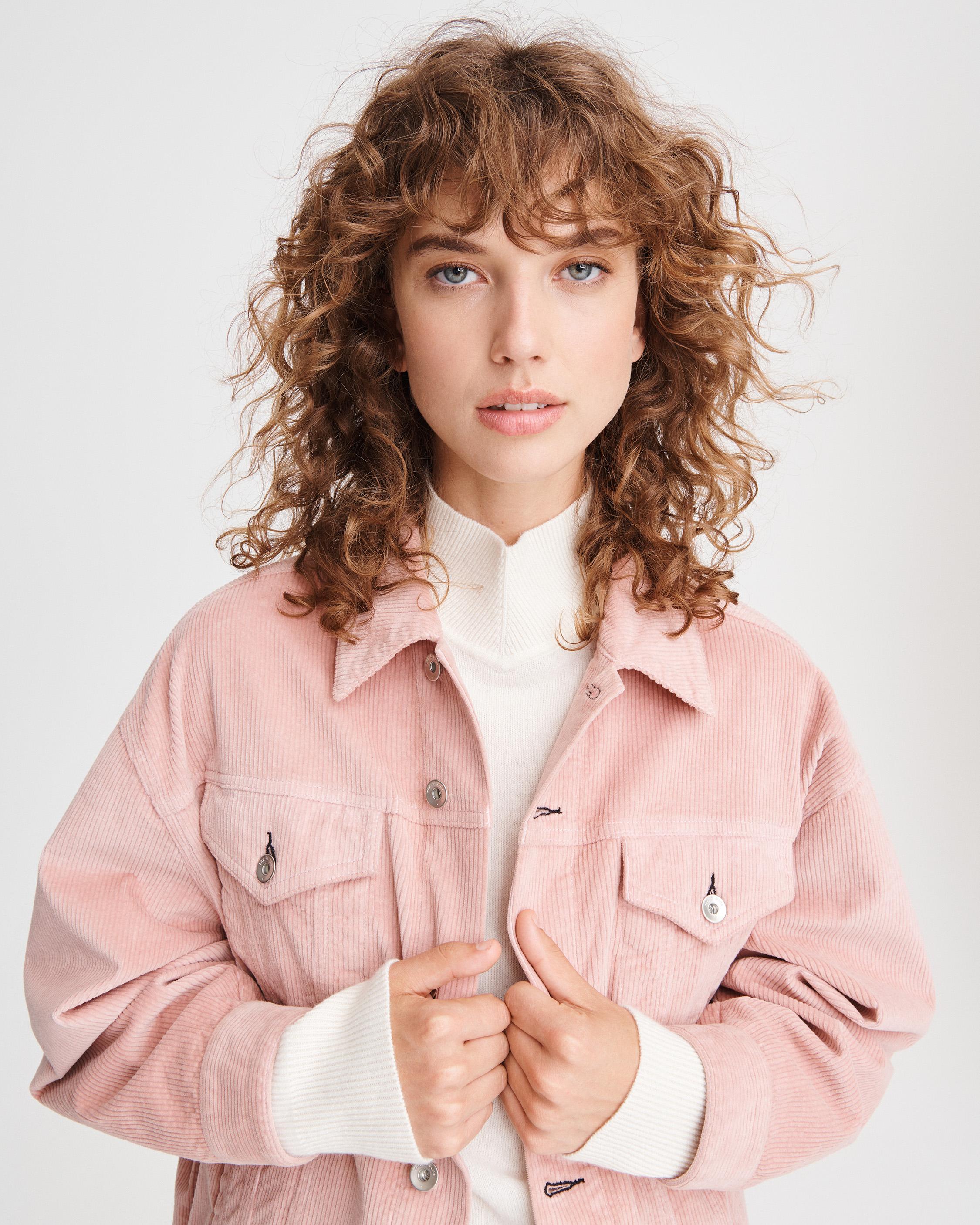 pink trucker jacket