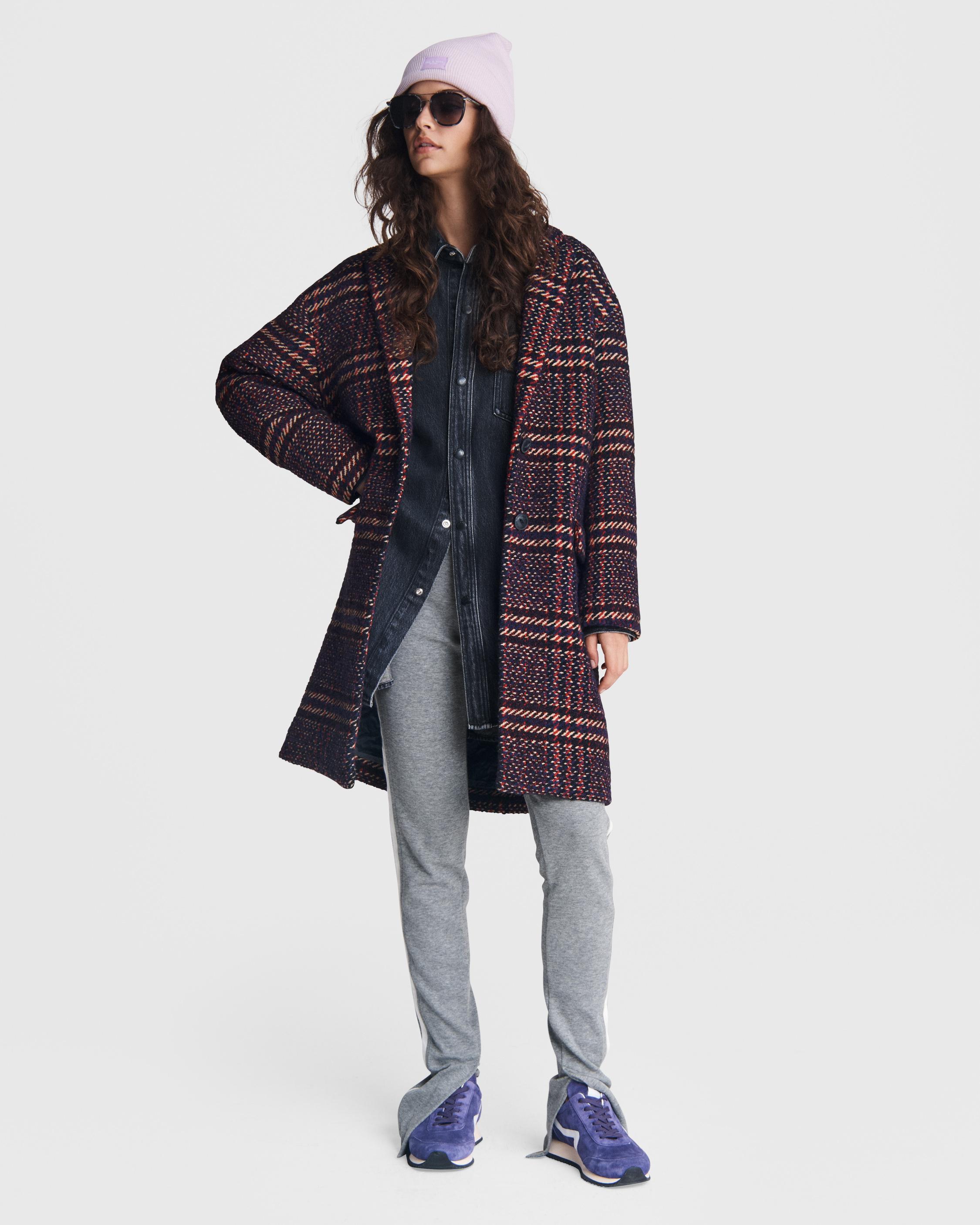 plaid cocoon wool coat