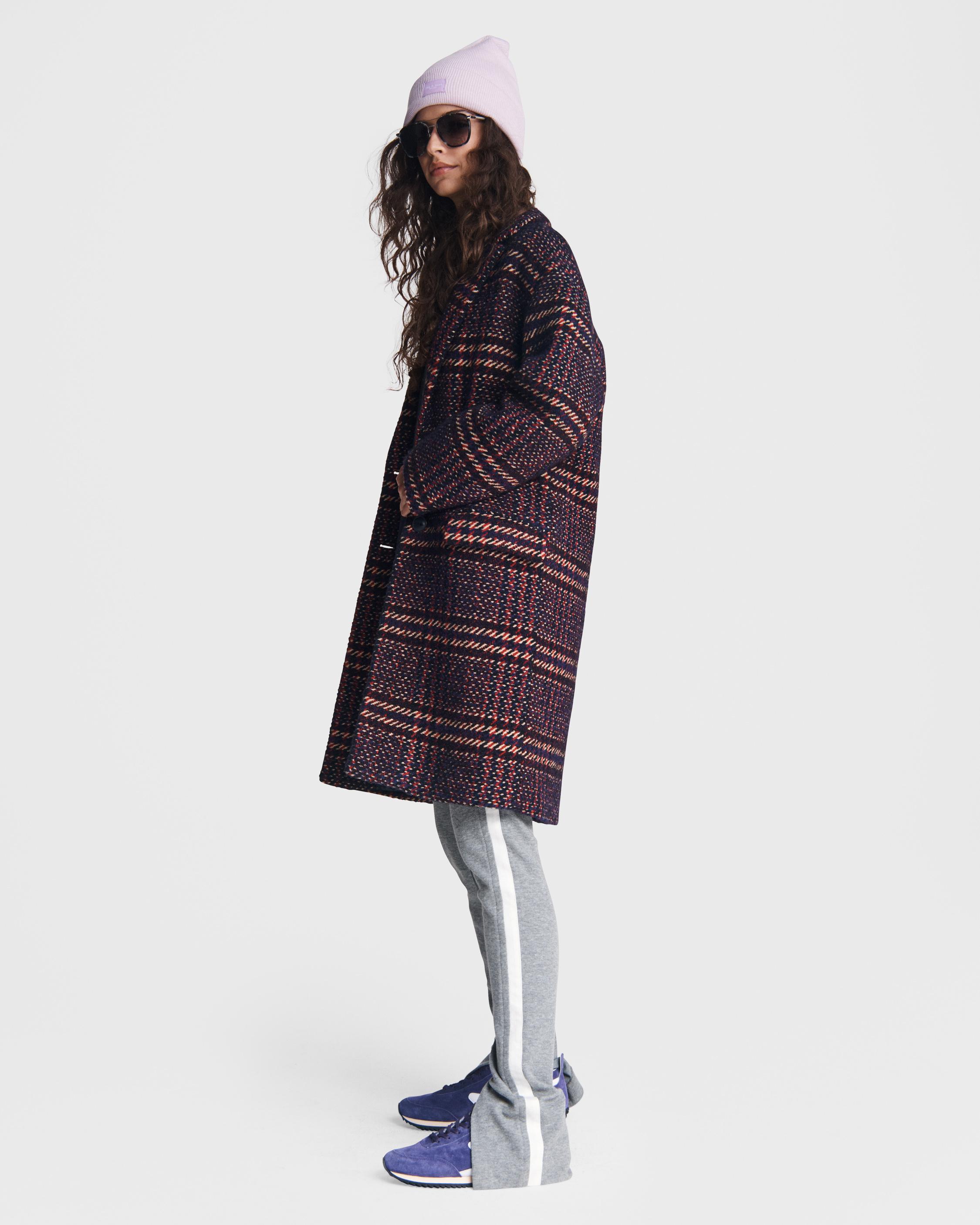 plaid cocoon wool coat