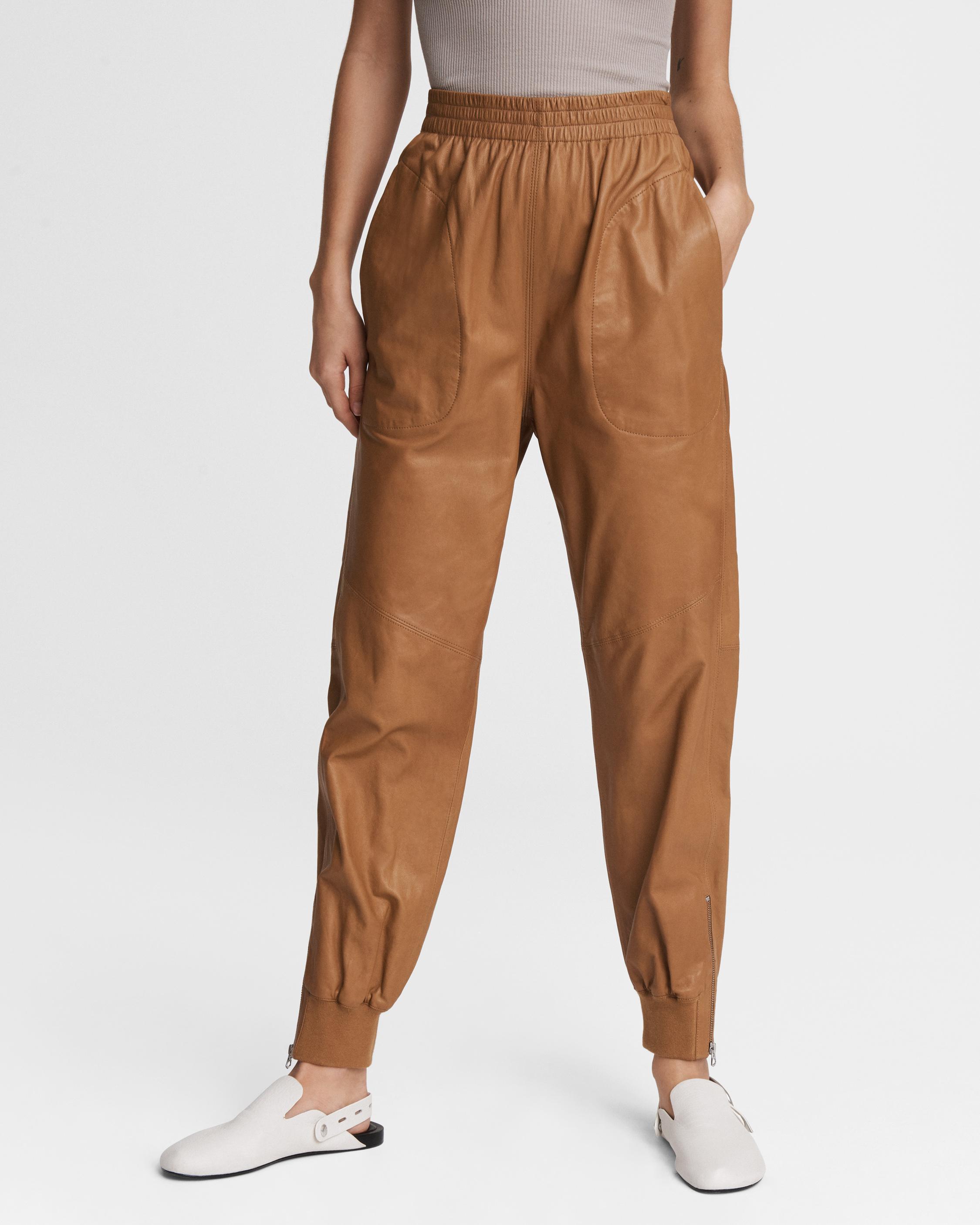 leather jogger shorts
