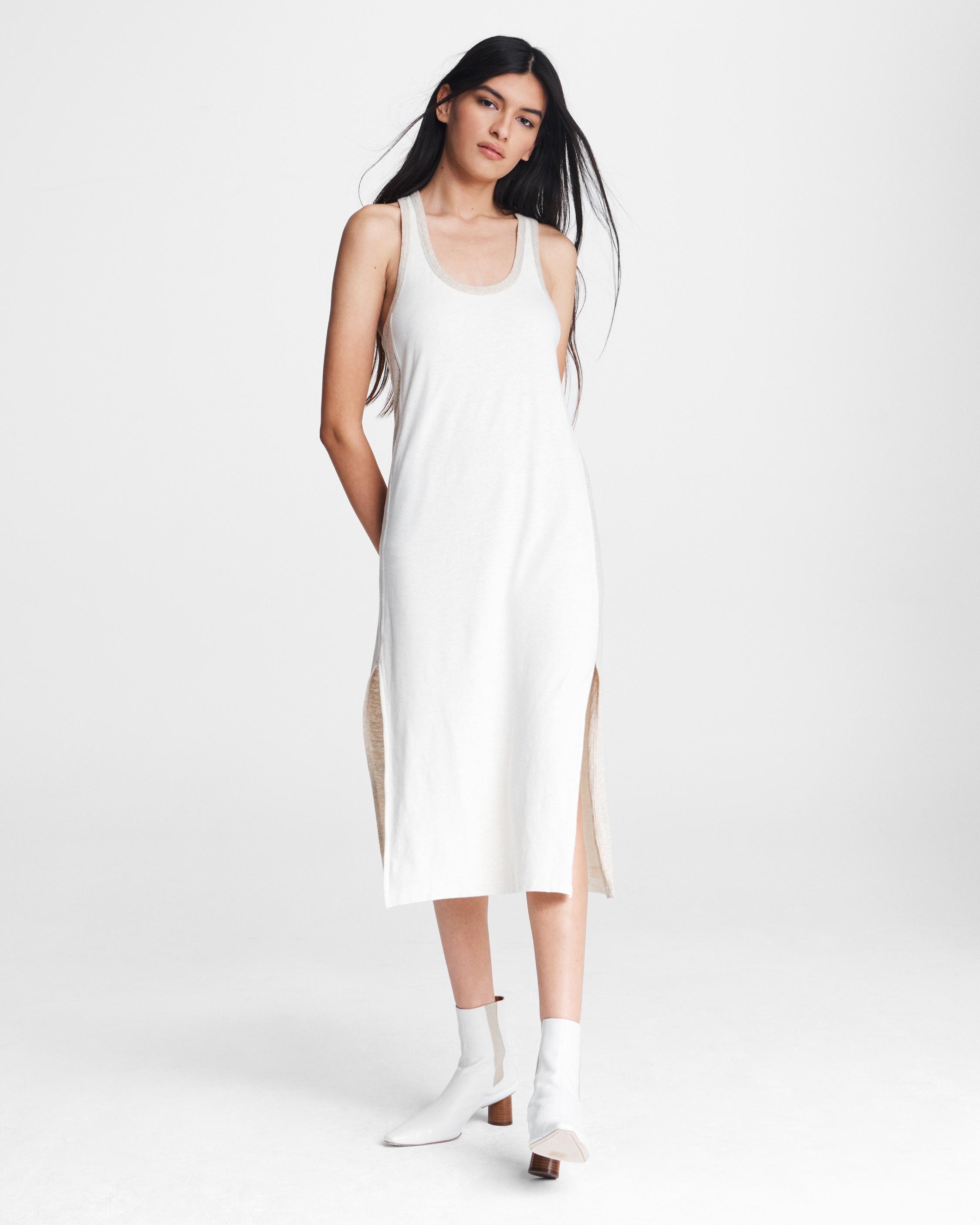 white linen tank dress