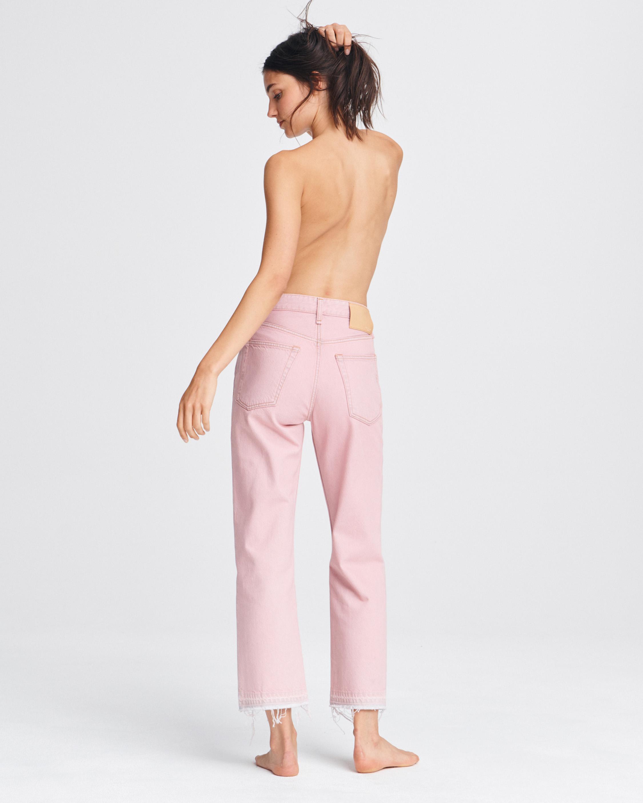high rise pink jeans