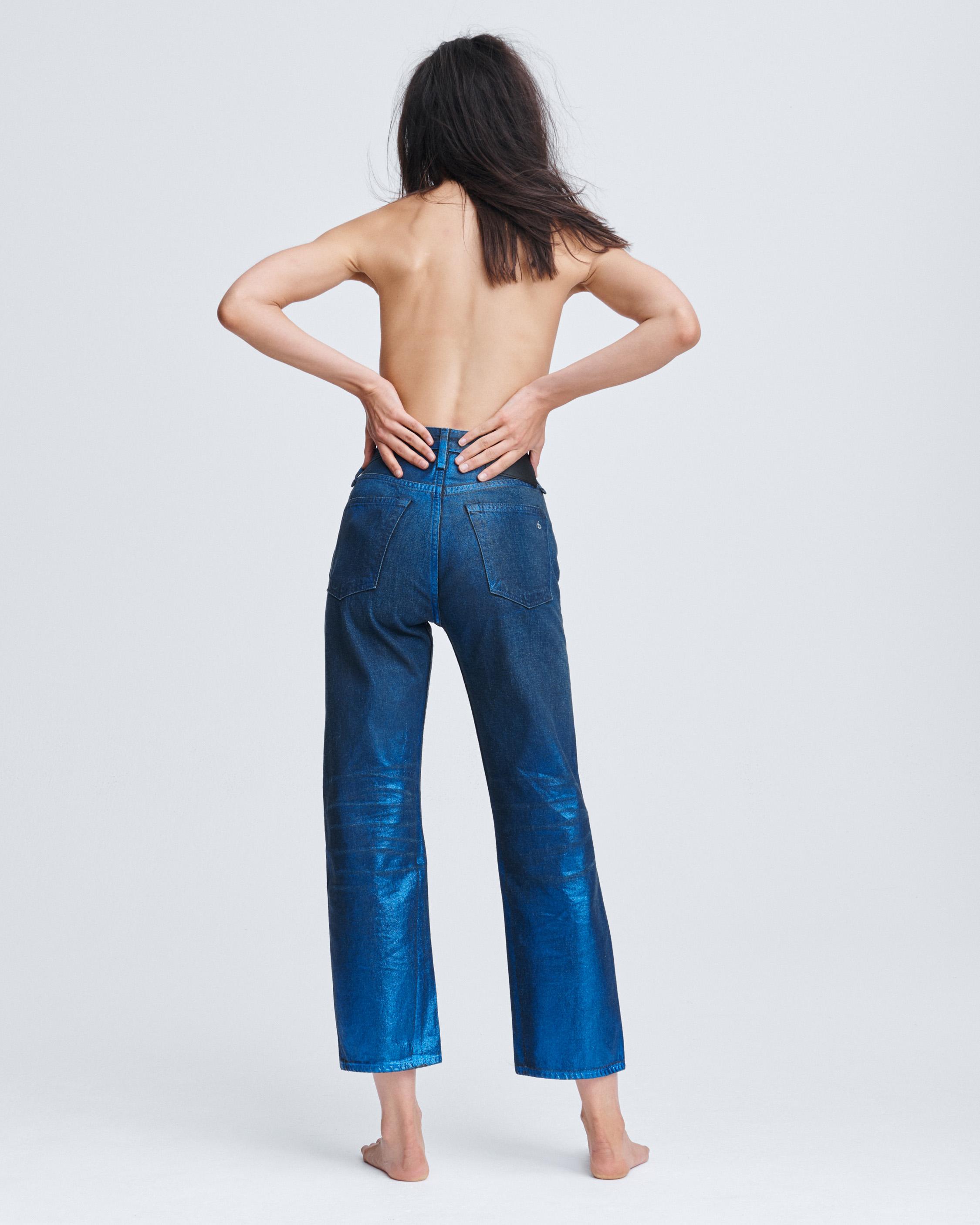 Maya High Rise Straight Ankle Jeans In Blue Foil Rag Bone