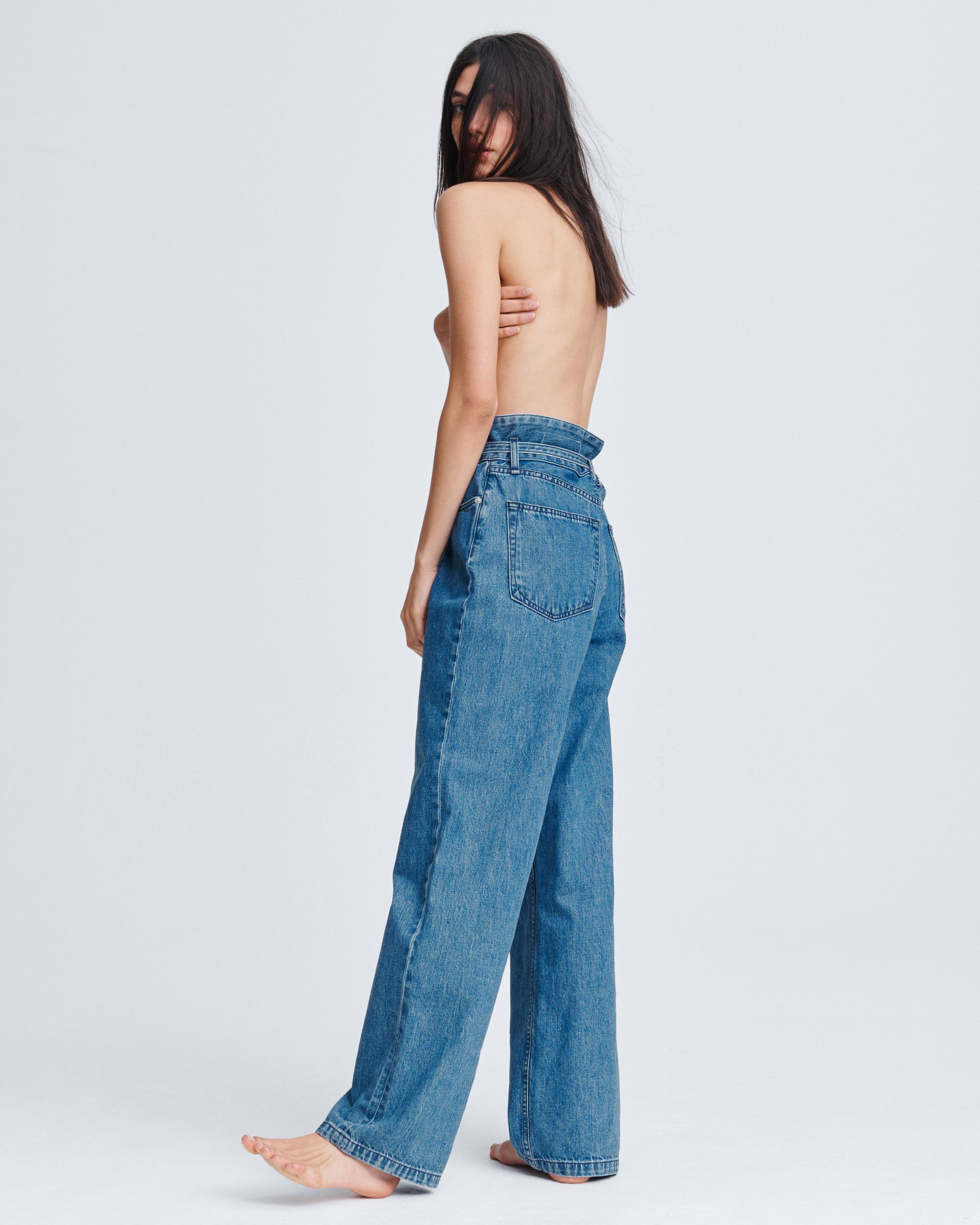 paper bag denim trousers