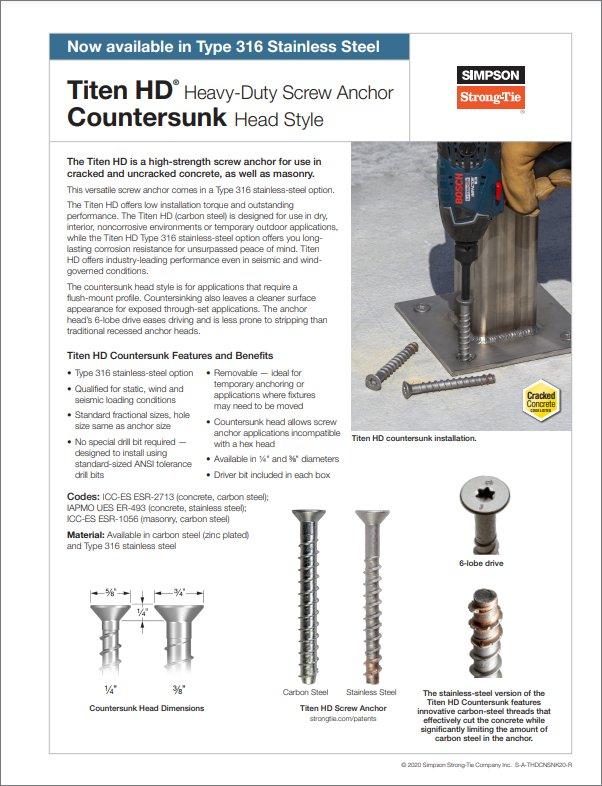 Simpson Strong-Tie®Titen HD® Heavy-Duty Screw Anchor