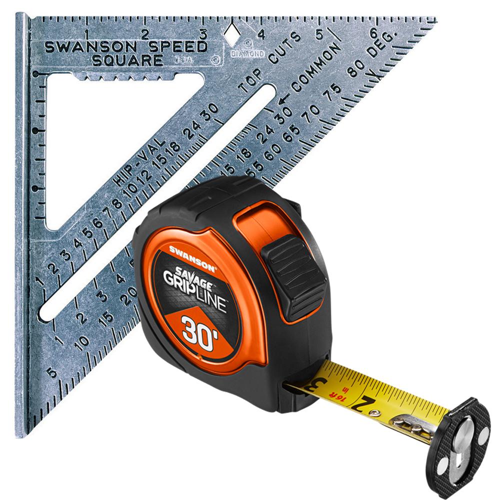 Swanson Speed Square And Savage Gripline Tape Measure Combo