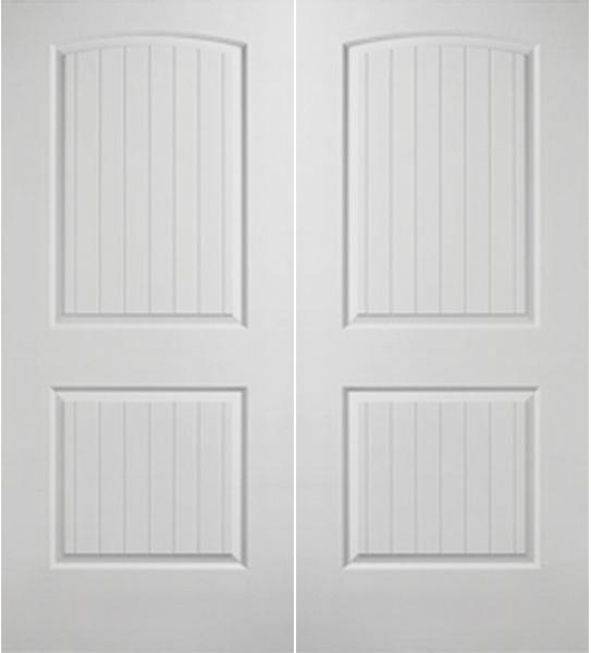 Prehung Interior Double Santa Fe 2 Panel Arch Top Door W Astragal
