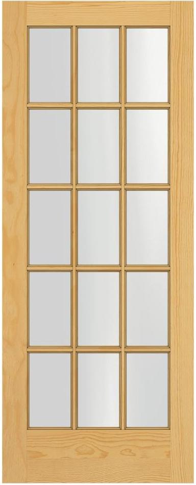 Prehung Interior Single French Door 15 Lite Unfinished