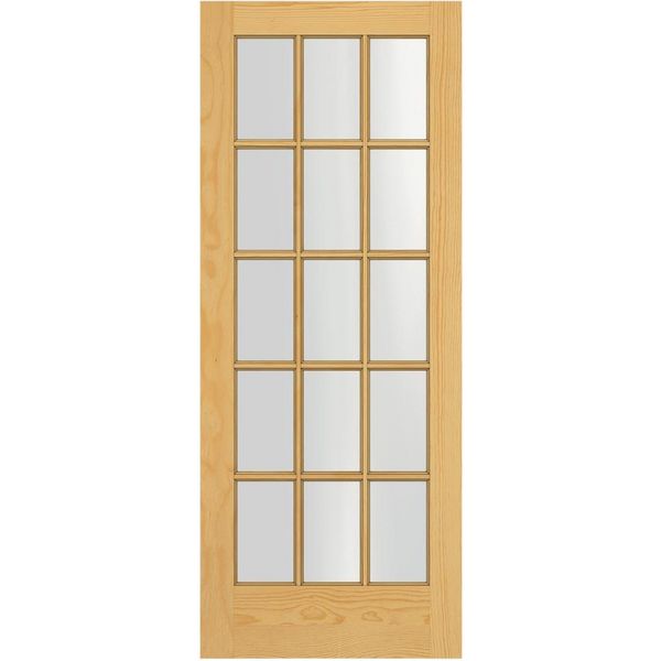 Prehung Interior Single French Door 15 Lite Unfinished