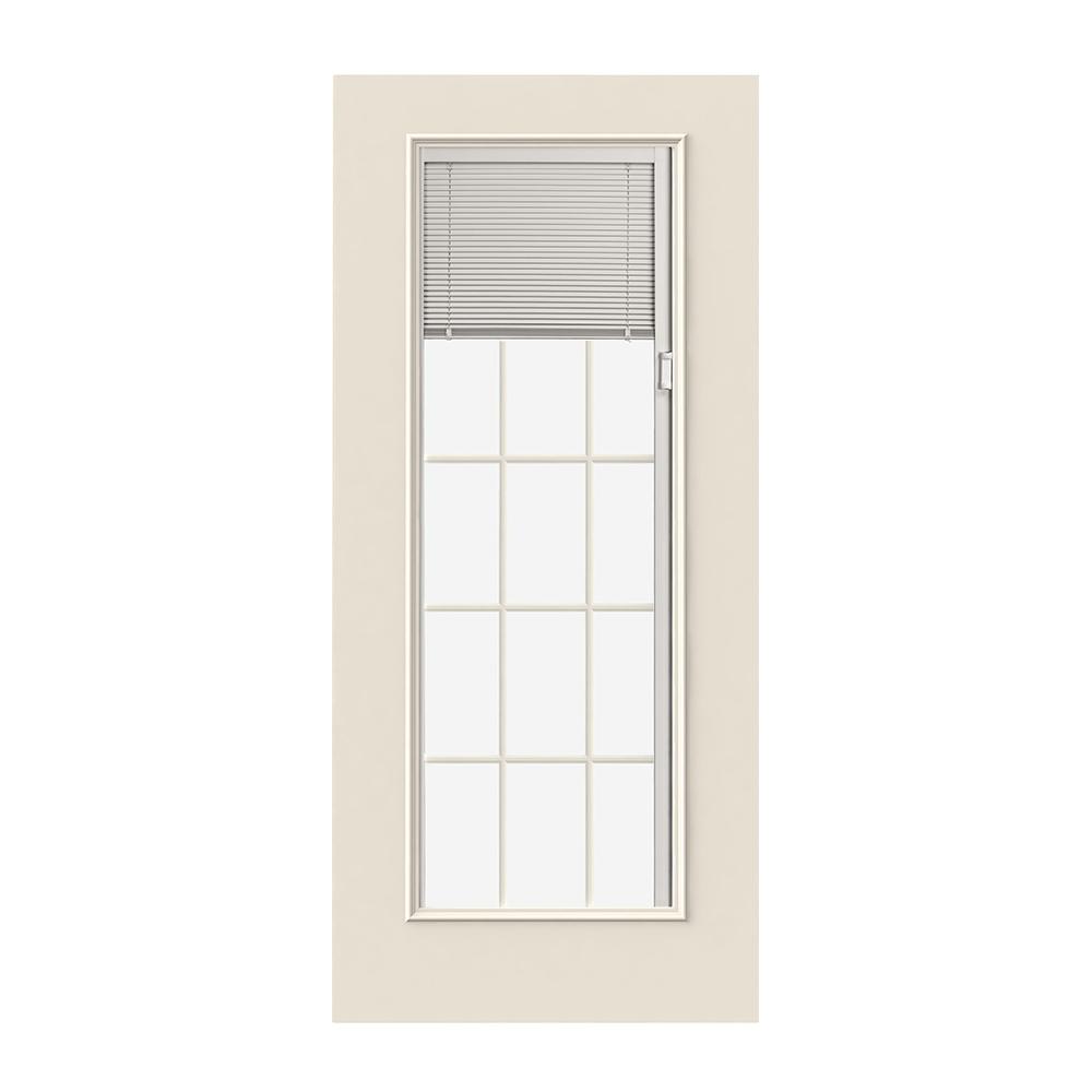 Prehung Exterior Steel 15 Lite Door W Blinds Low E Glass