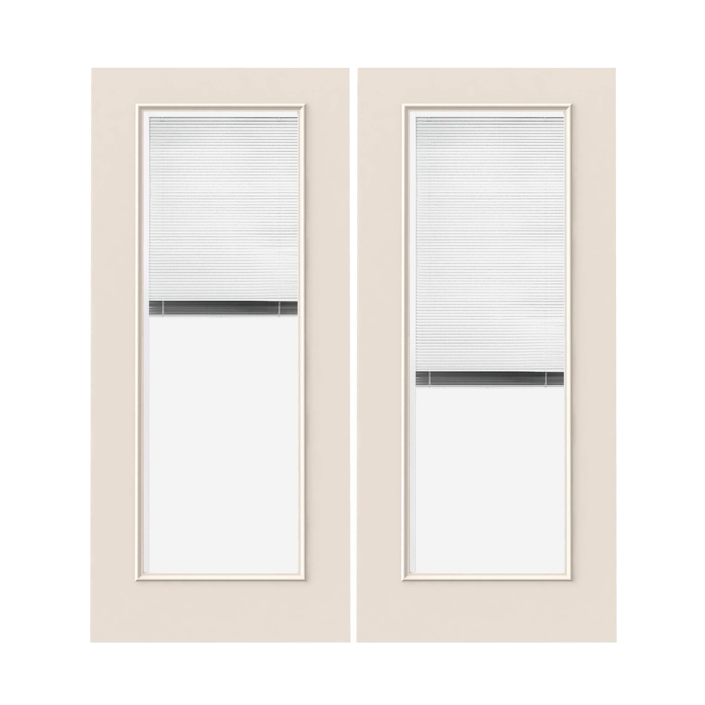 Prehung Exterior Steel Full Lite Patio Doors W Blinds