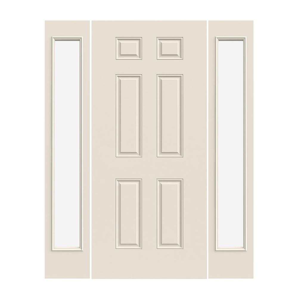 Prehung Exterior Steel 6 Panel Door W Full Lite Sidelites