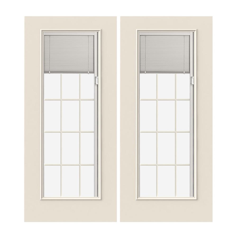 Prehung Exterior Steel 15 Lite Double Doors W Blinds Low