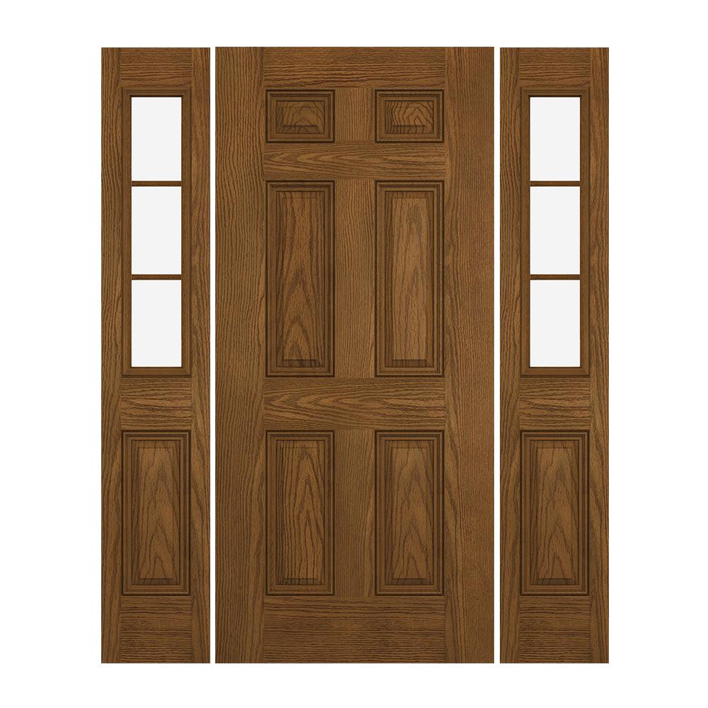 Prehung Exterior Steel 6 Panel Door W 3 Lite Sidelites