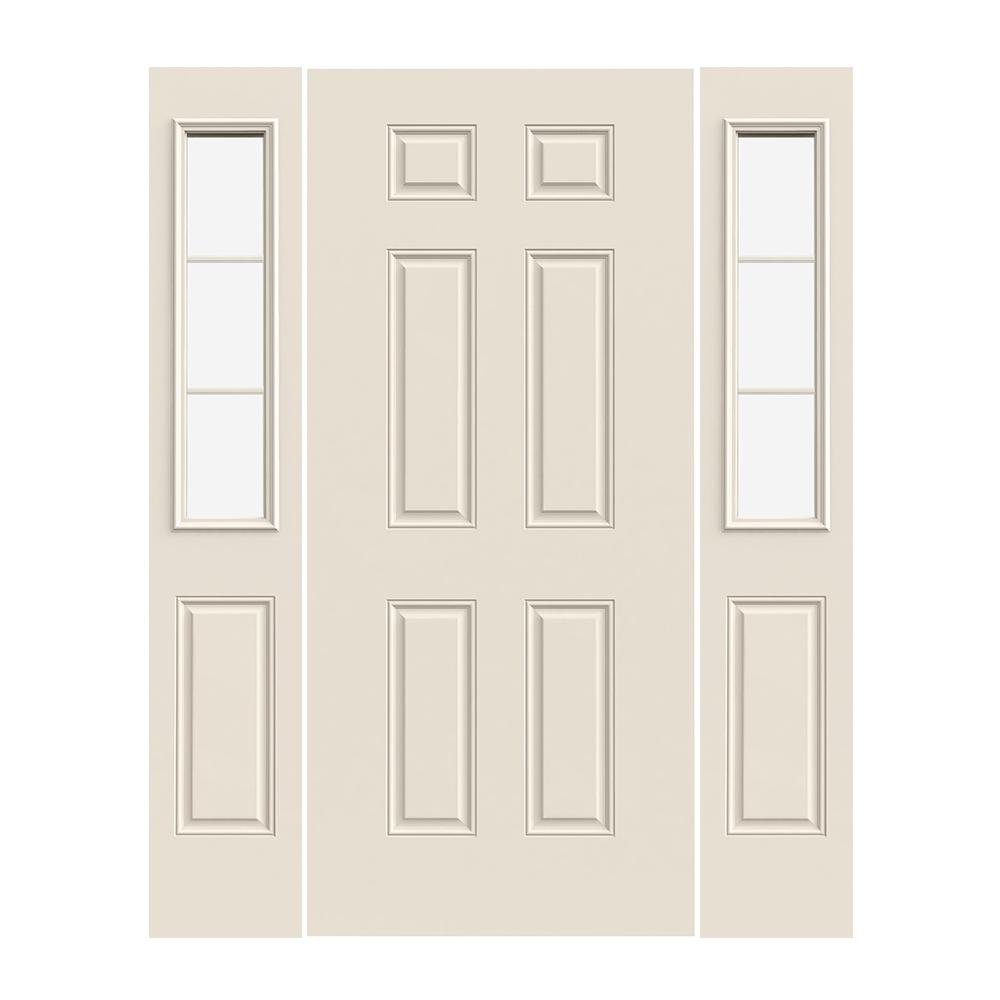 Prehung Exterior Steel 6 Panel Door W 1 2 Lite Sidelites