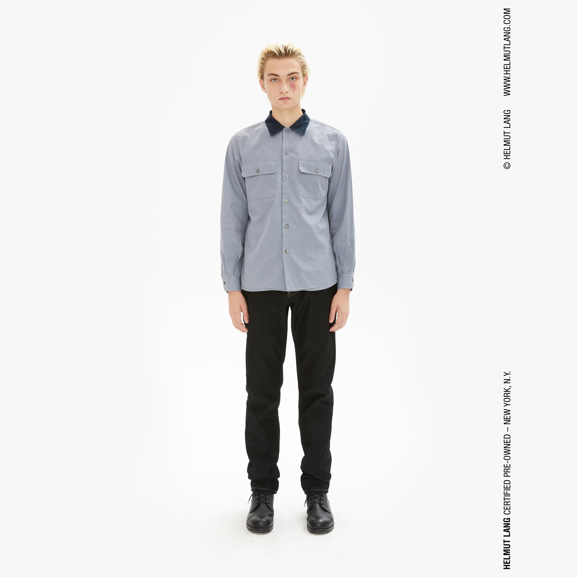 Helmut Lang Light Blue Workwear Shirt With Contast Collar Www