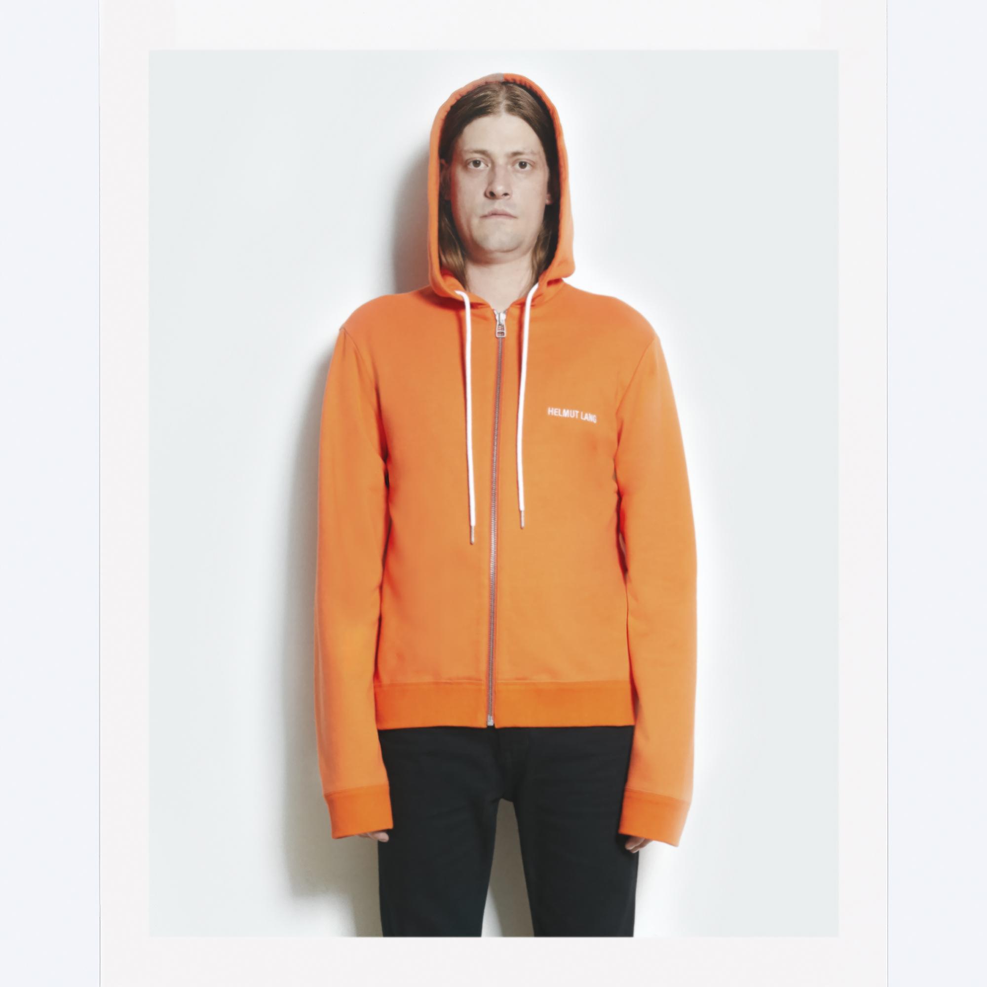 orange helmut lang hoodie