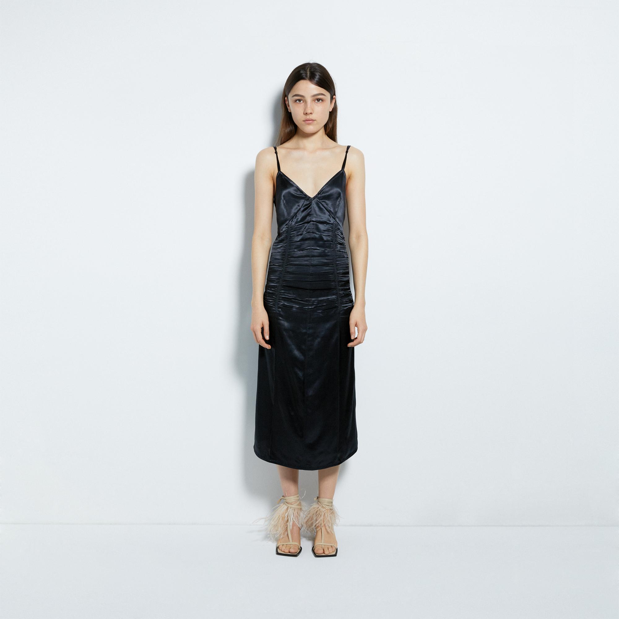 helmut lang ruched slip dress