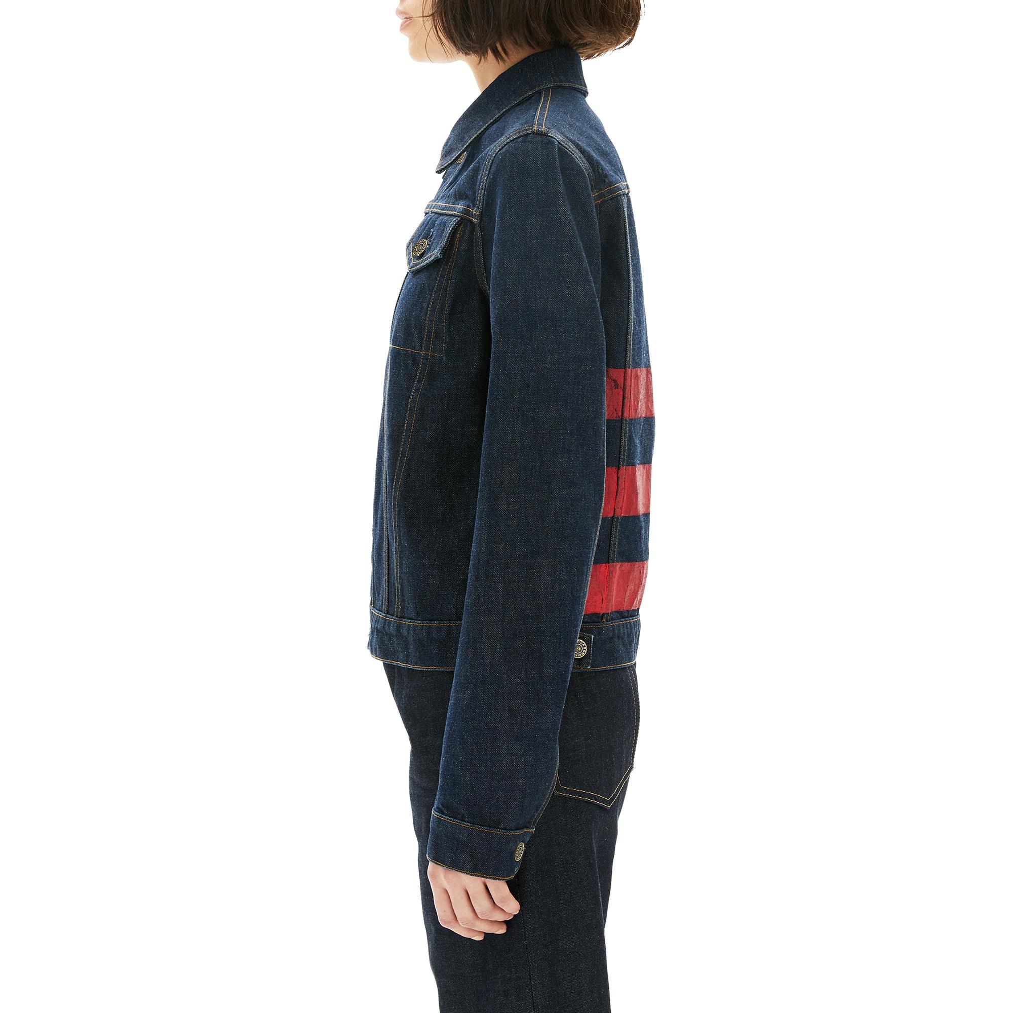 jeans with three red stripes on back pocket