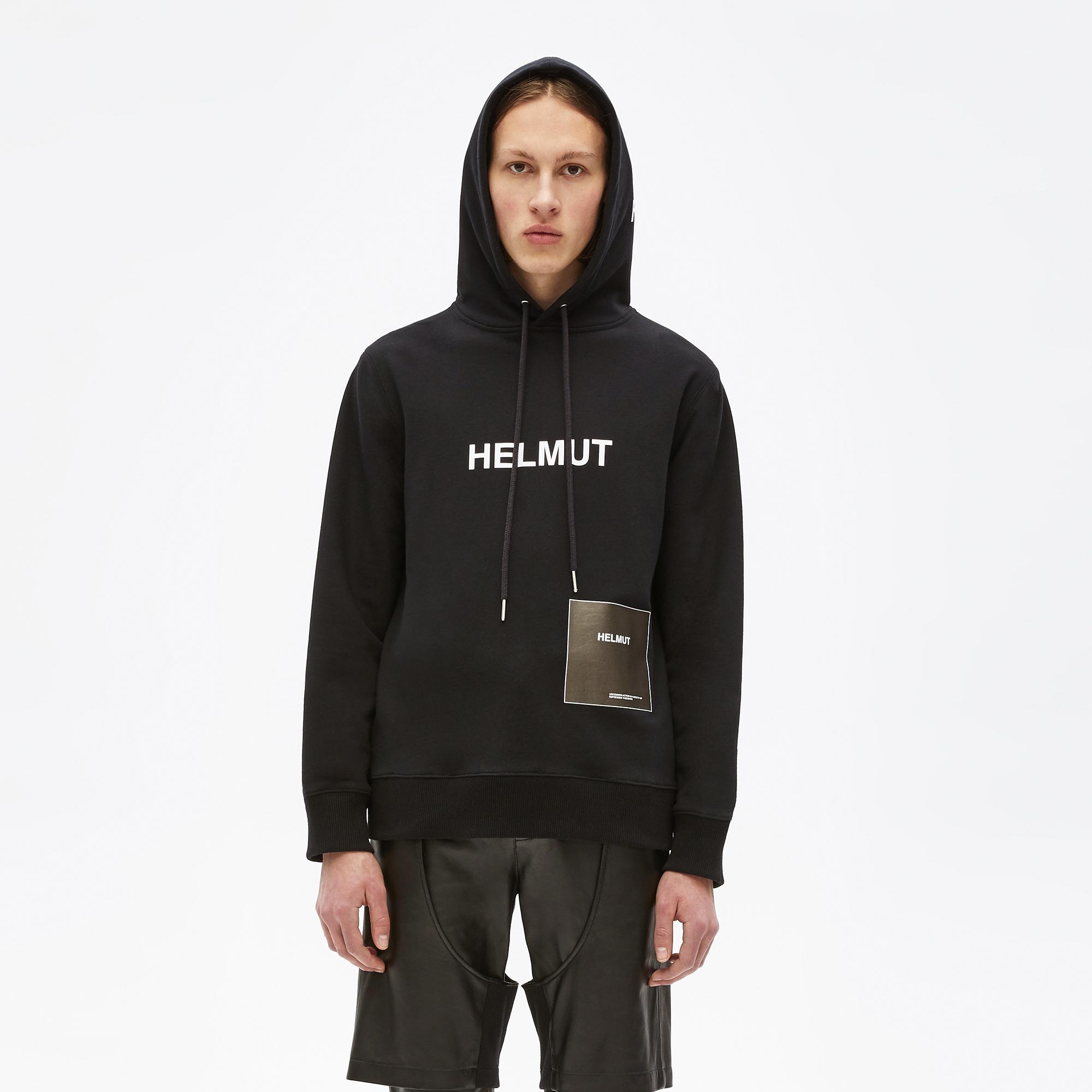 stone island badge sleeve hooded sweatshirt