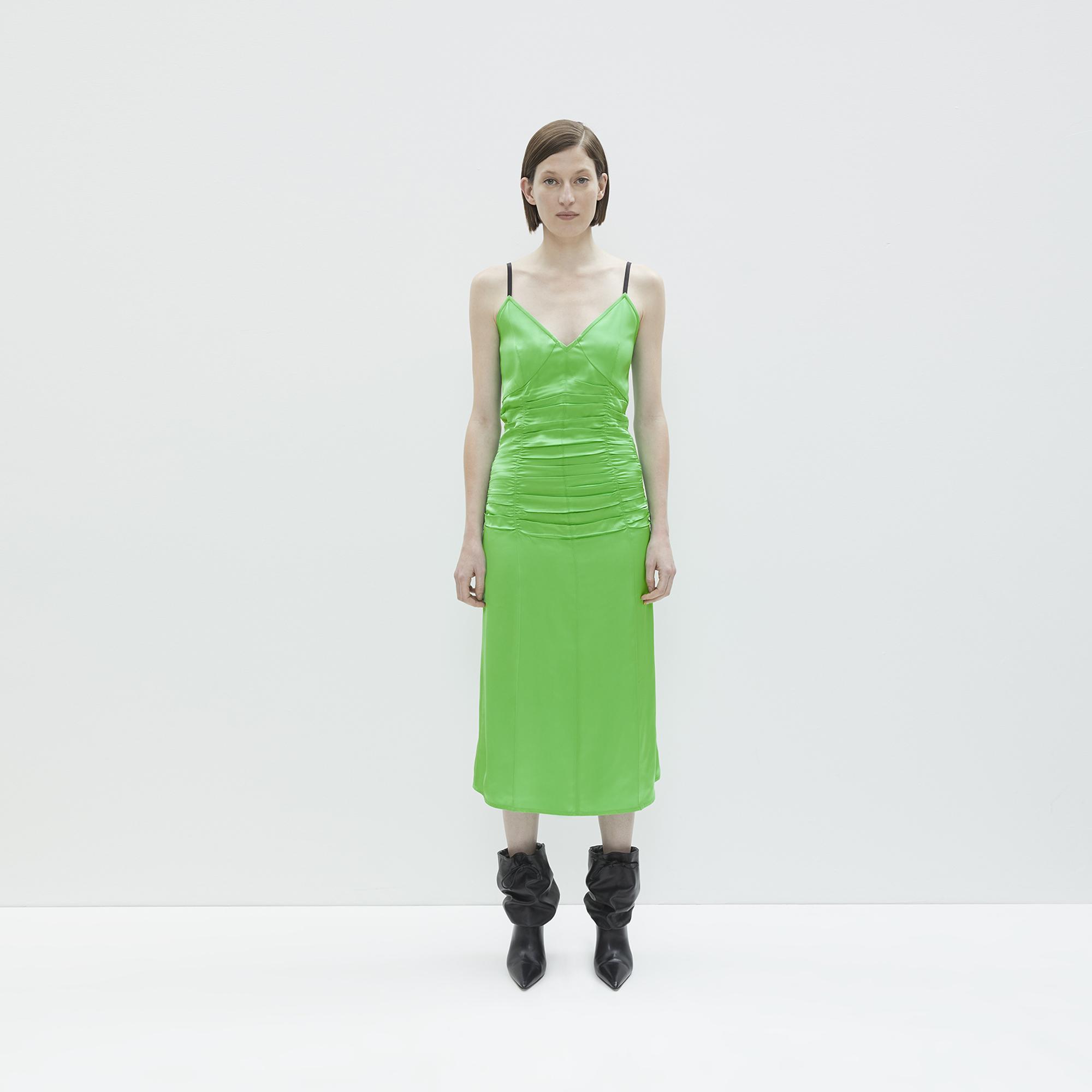 helmut lang ruched slip dress