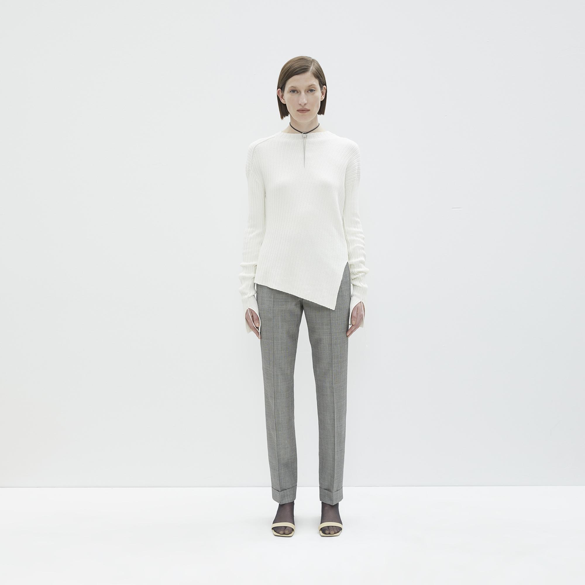 Helmut Lang White Twisted Crew Neck Sweater Www Helmutlang Com