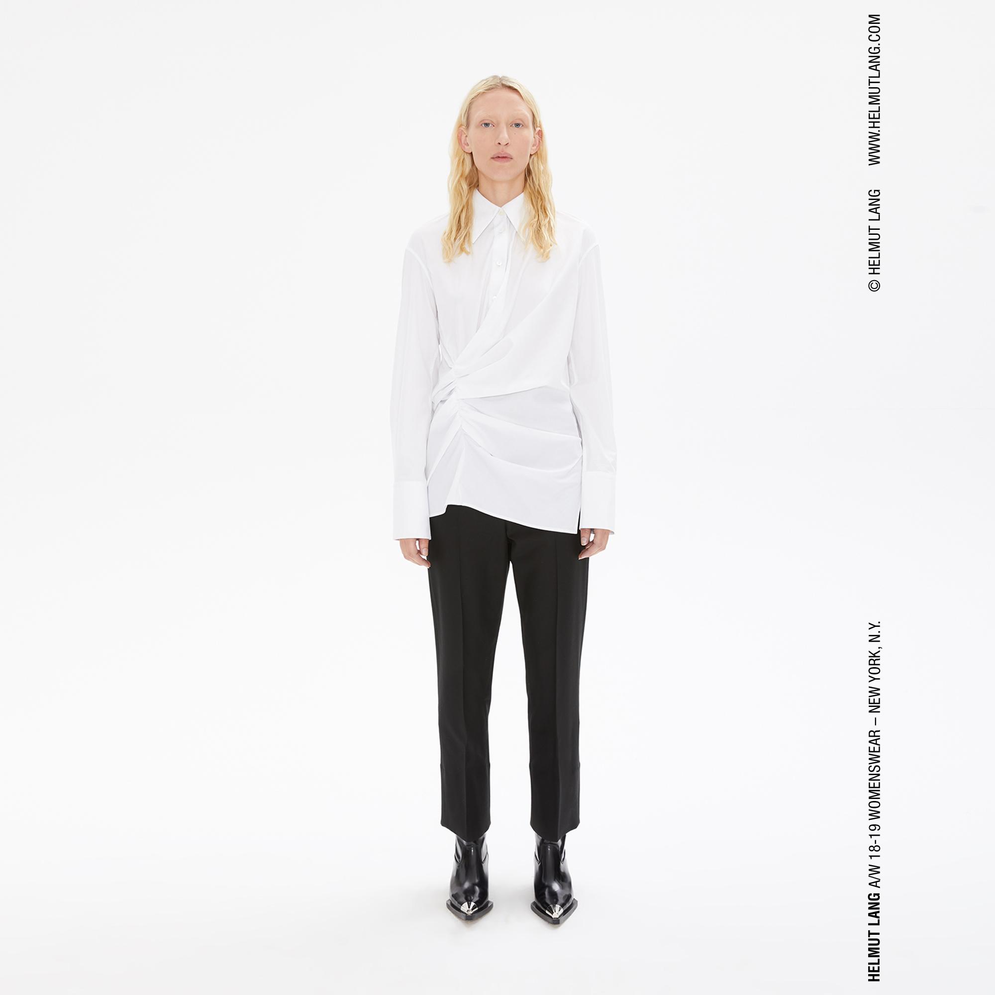 Helmut Lang Bright White Draped Poplin Shirt Www Helmutlang Com