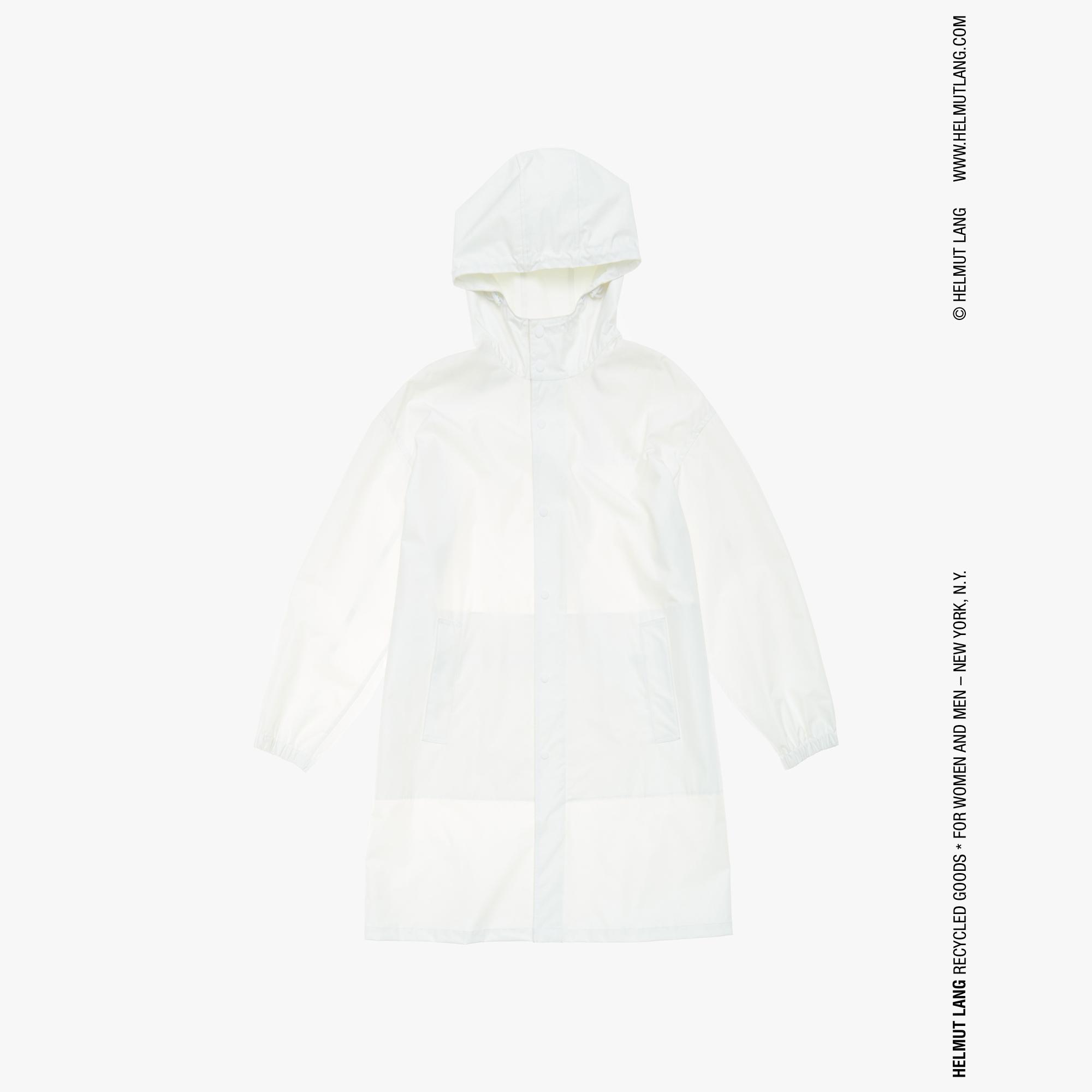 white raincoat with hood