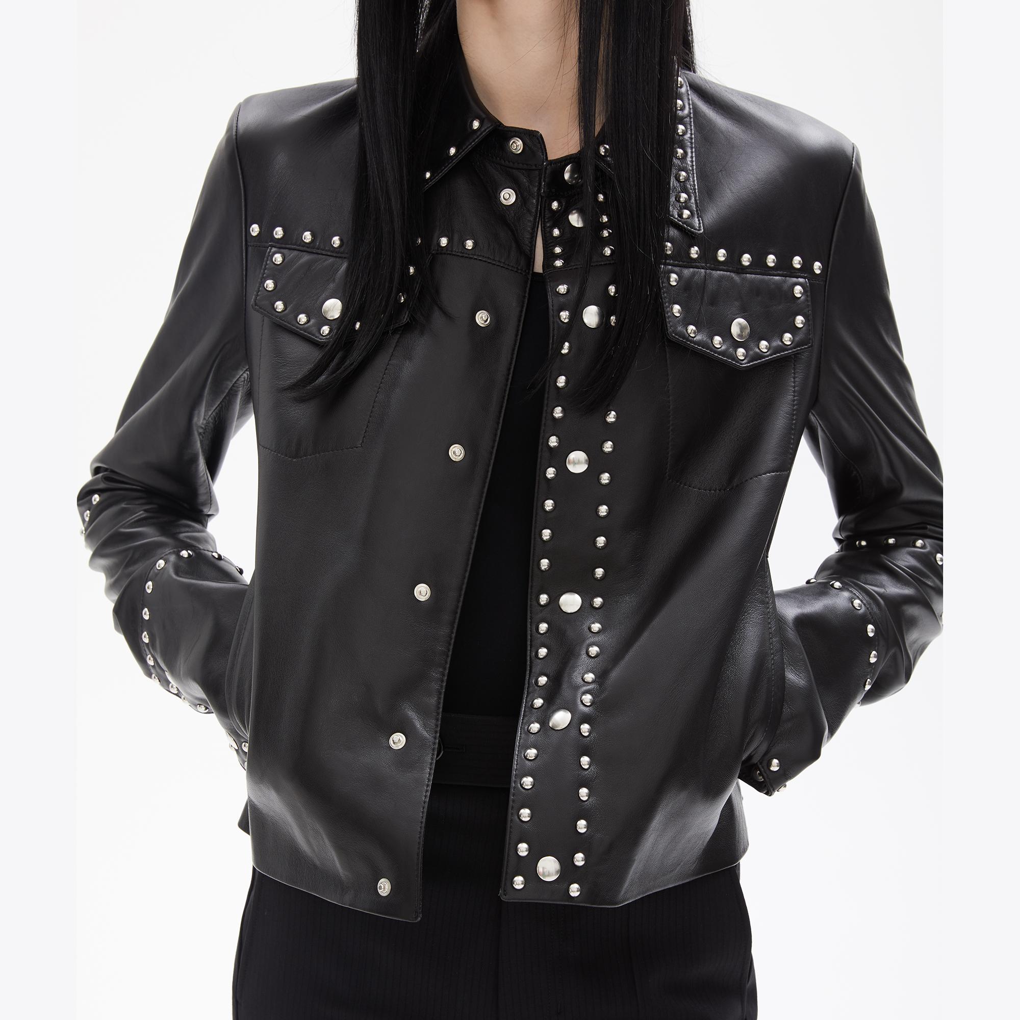 Helmut Lang Black Studded Leather Jacket | WWW.HELMUTLANG.COM