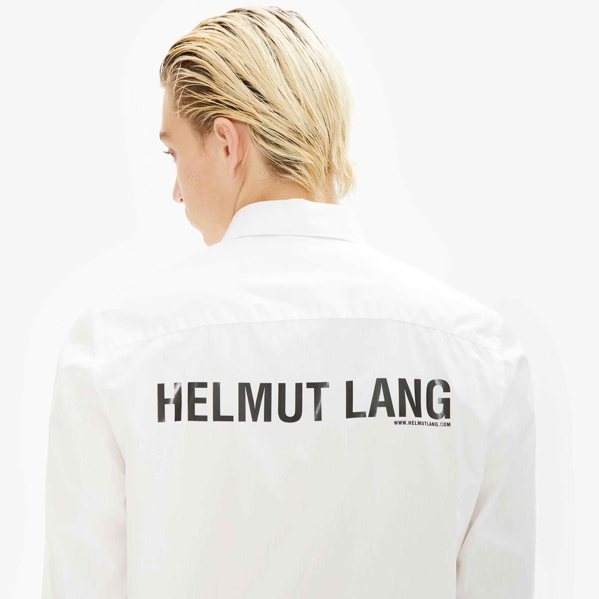 Helmut Lang White Black Printed Long Sleeve Dress Shirt Www