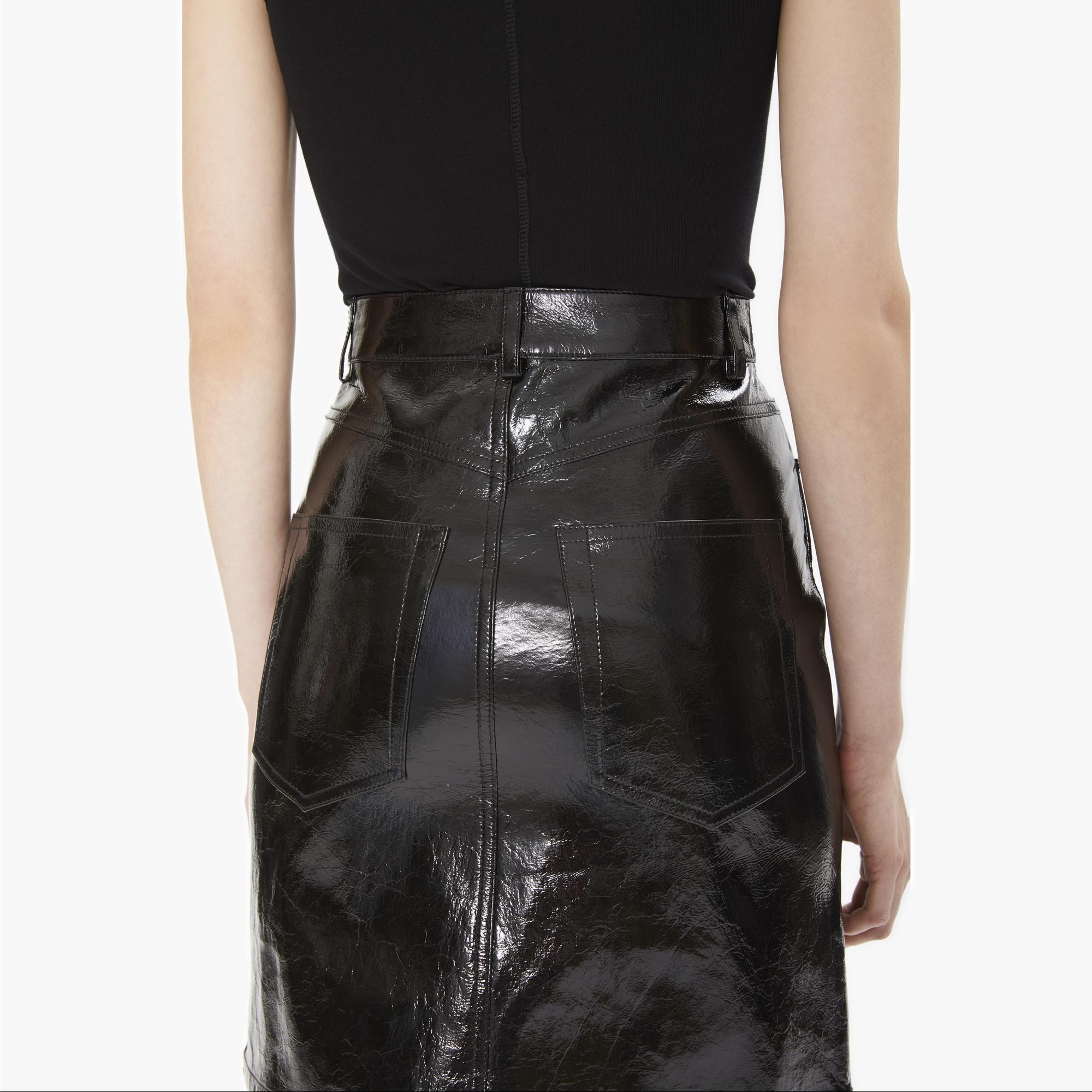 nude patent skirt