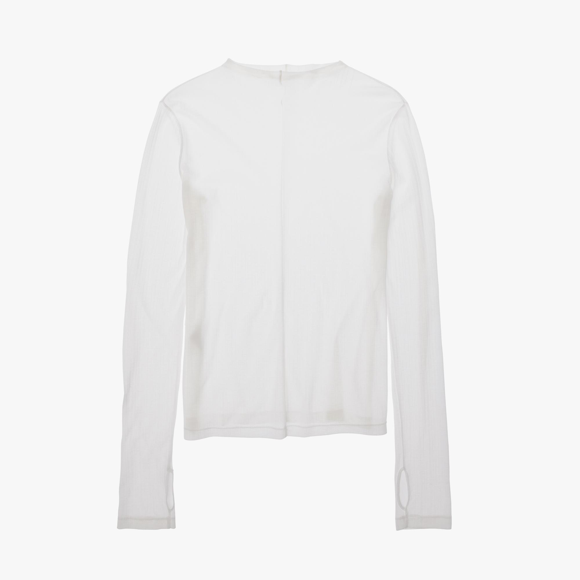 white sheer long sleeve top