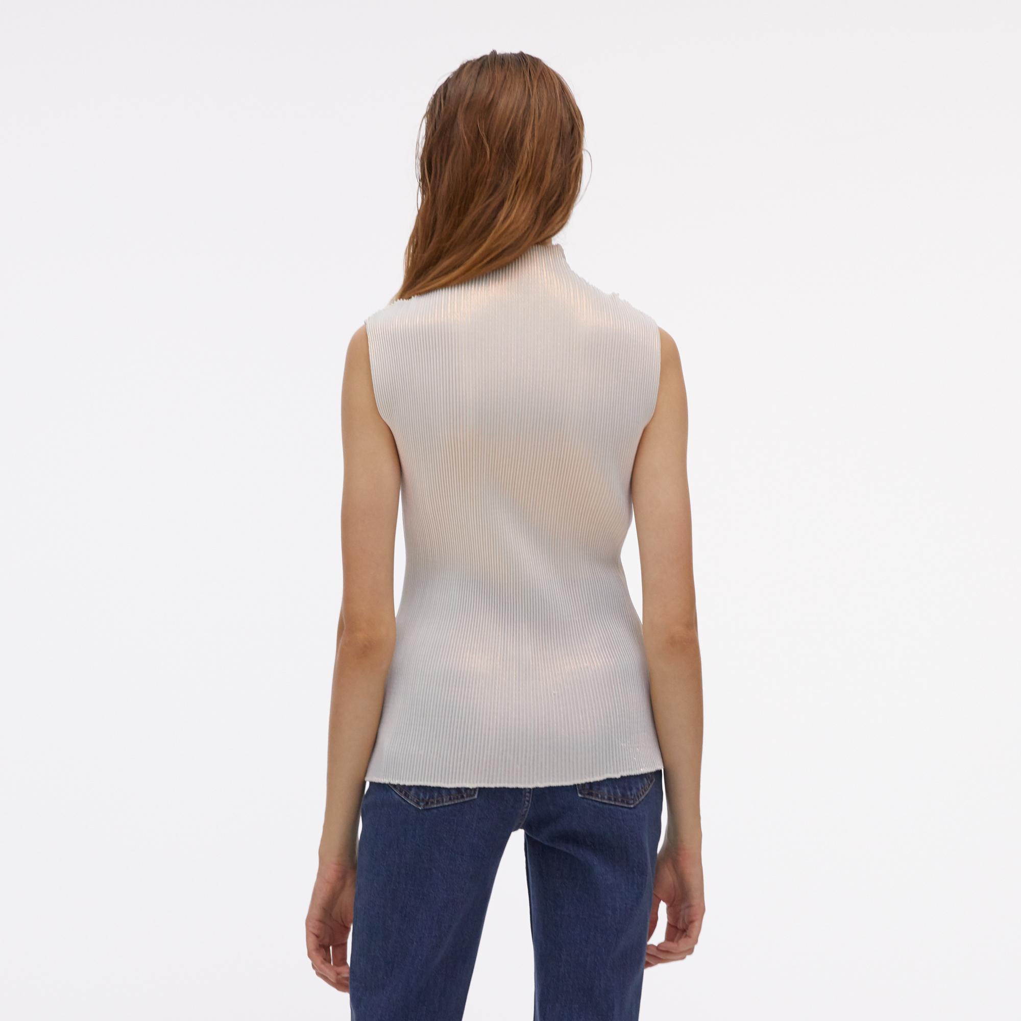 helmut lang pleated metallic sleeveless top