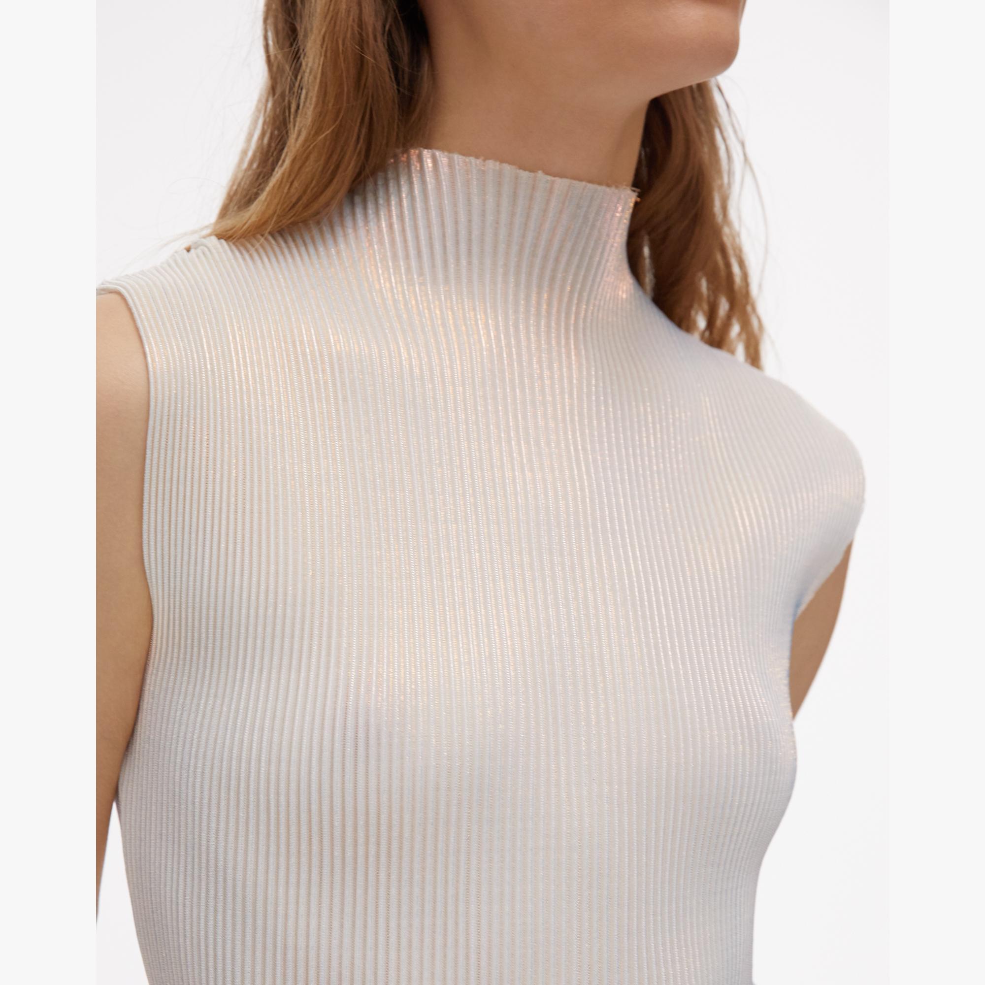 helmut lang pleated metallic sleeveless top