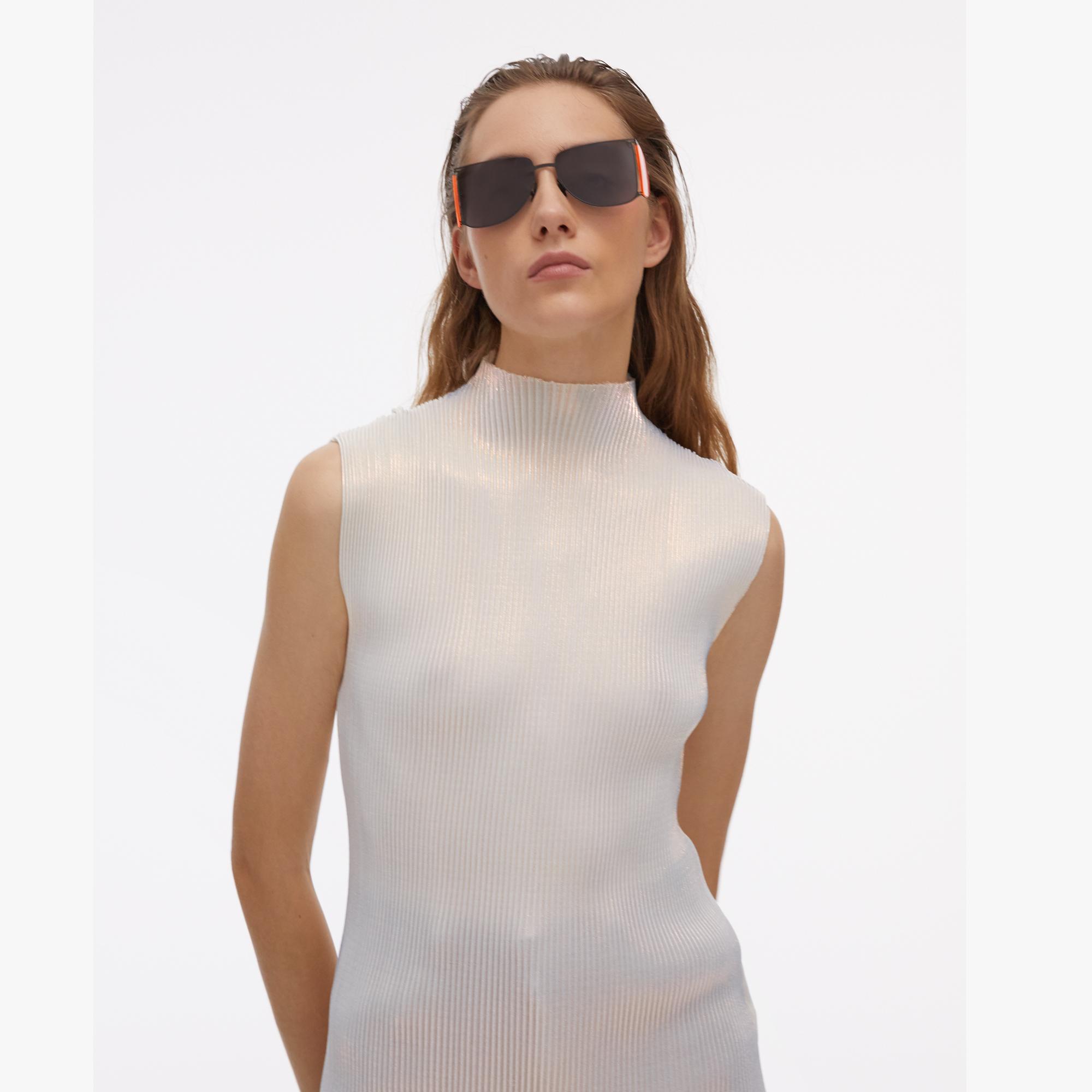 helmut lang pleated metallic sleeveless top