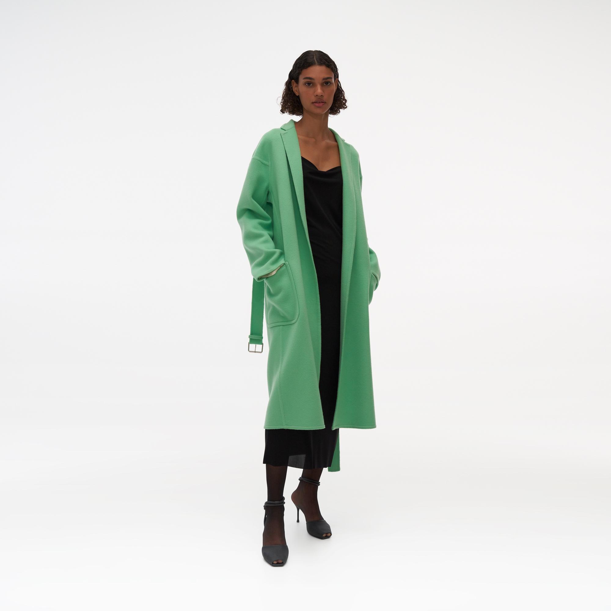 helmut lang belted blanket coat